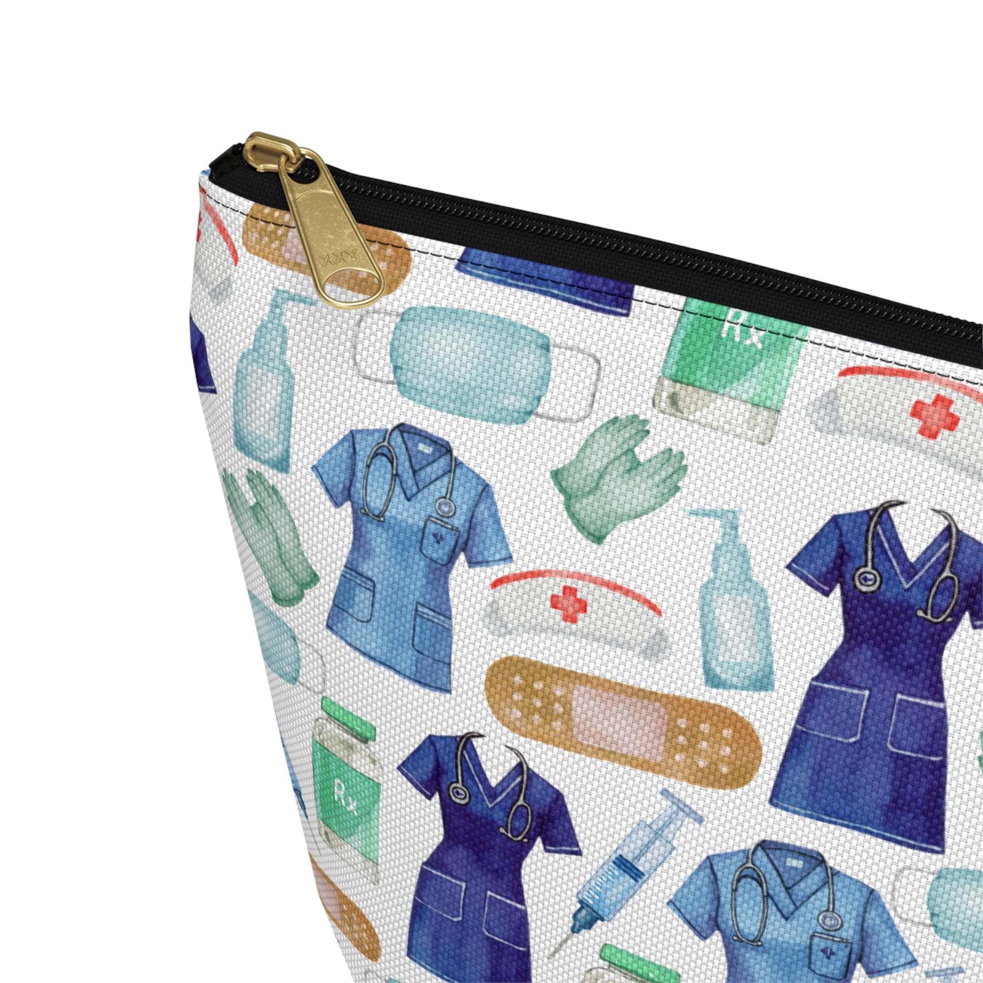 Cute Nurse Pattern zipper white Cosmetic zip bag gift for nursing medical care hospital aesthetic toiletry travel drugs storage case accessory pouch makeup pencil waveywares wavey wares wavywares wavy wares