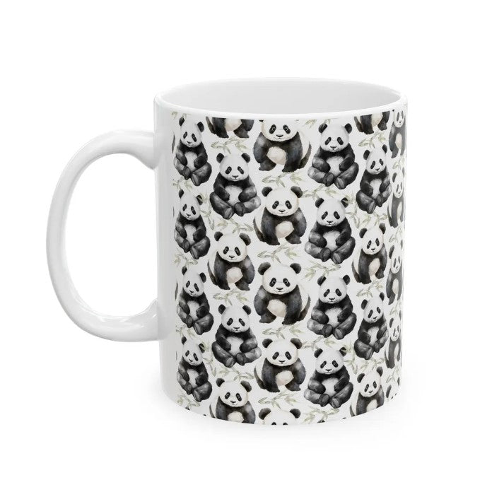 Cute Pandas Watercolor Pattern 11oz white funny large coffee mug gift for baby panda lover bamboo big animal aesthetic birthday secret santa Christmas waveywares wavey wares wavywares wavy wares