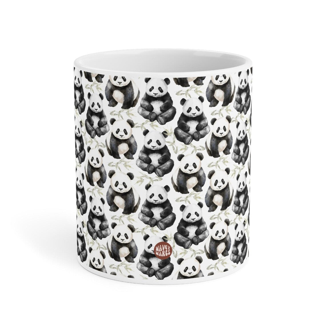 Cute Pandas Watercolor Pattern 20oz white funny large coffee mug gift for baby panda lover bamboo big animal aesthetic birthday secret santa Christmas waveywares wavey wares wavywares wavy wares side