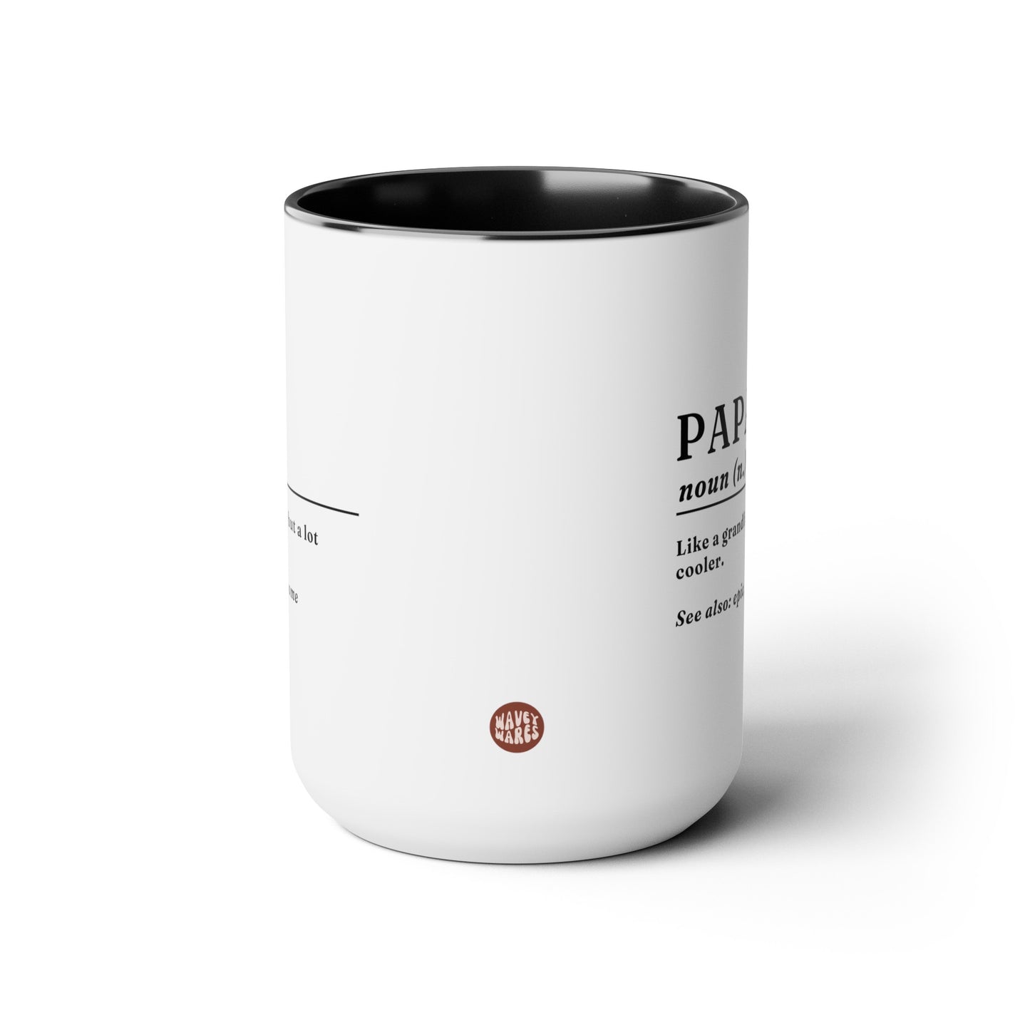 Papa Definition 15oz white with black accent funny large coffee mug gift for dad new grandpa grandfather father's day best granddad ever waveywares wavey wares wavywares wavy wares side