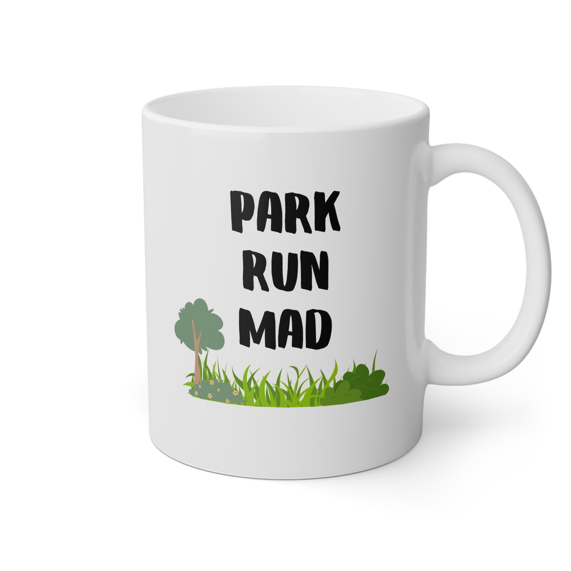 Park Run Mad 11oz white funny large coffee mug gift for runner running marathon crosscountry long distance waveywares wavey wares wavywares wavy wares