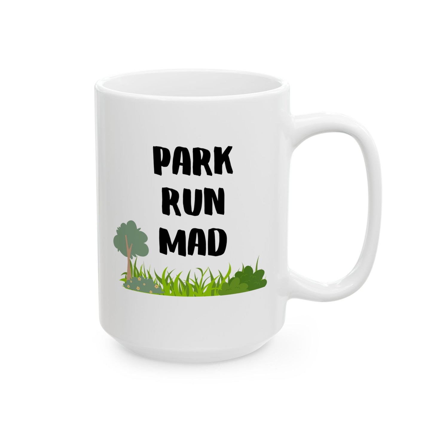 Park Run Mad 15oz white funny large coffee mug gift for runner running marathon crosscountry long distance waveywares wavey wares wavywares wavy wares