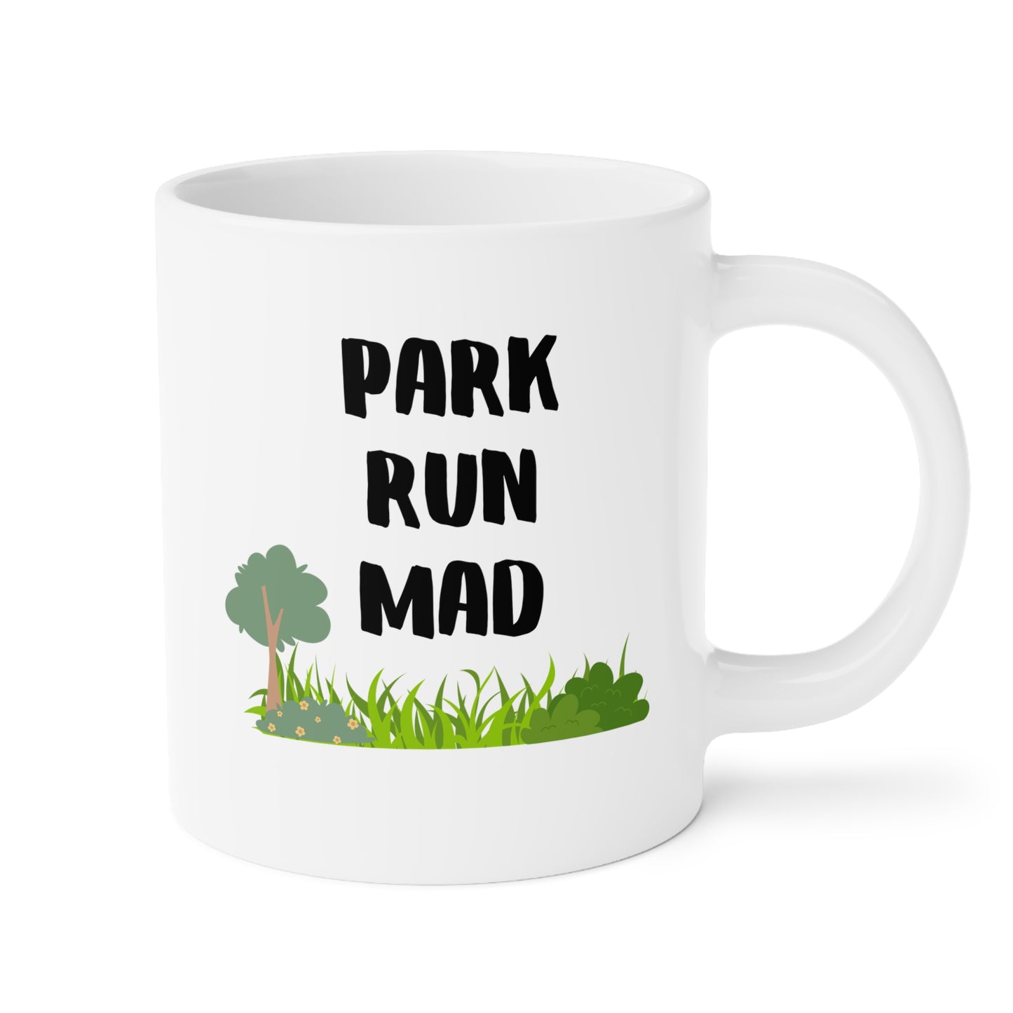 Park Run Mad 20oz white funny large coffee mug gift for runner running marathon crosscountry long distance waveywares wavey wares wavywares wavy wares
