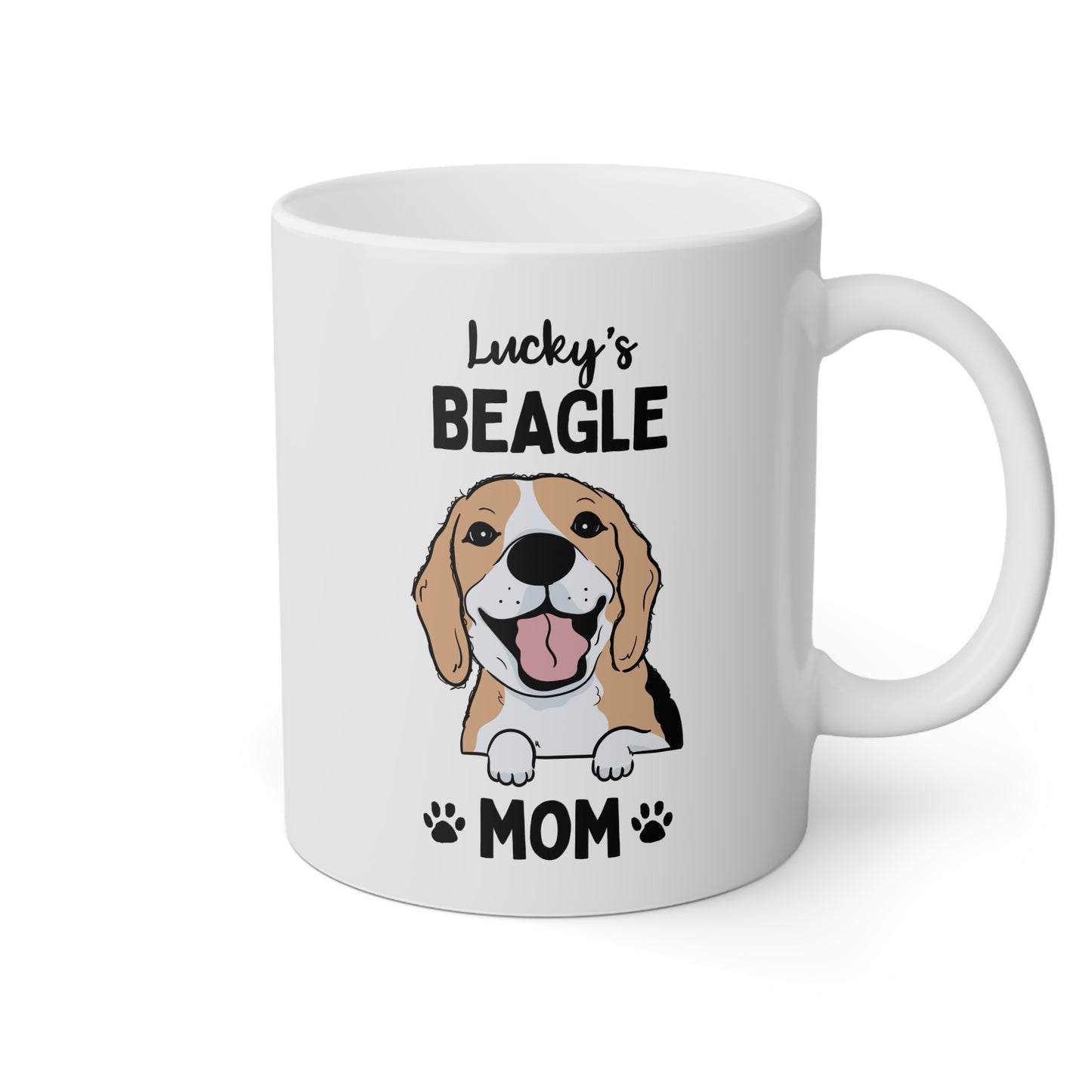 Personalized Beagle Mom 11oz white funny large coffee mug gift for her dog lover pet fur mom puppy owner custom name customize furparent dad mum Adoption waveywares wavey wares wavywares wavy wares