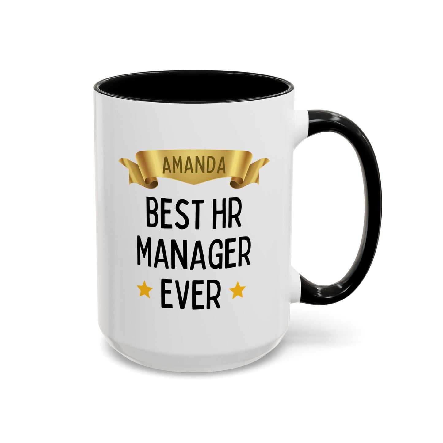 Personalized Best HR Manager Ever 15oz white with black accent funny large coffee mug gift for appreciation human resources specialist officer manager custom customize name birthday Christmas occasion waveywares wavey wares wavywares wavy wares