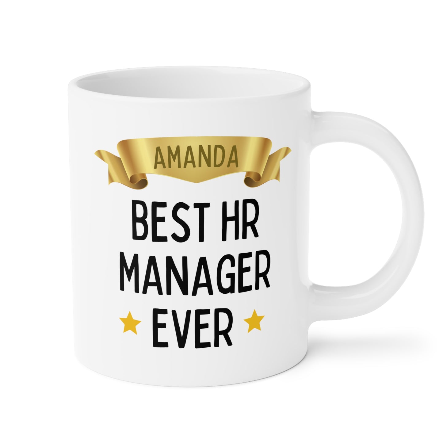 Personalized Best HR Manager Ever 20oz white funny large coffee mug gift for appreciation human resources specialist officer manager custom customize name birthday Christmas occasion waveywares wavey wares wavywares wavy wares