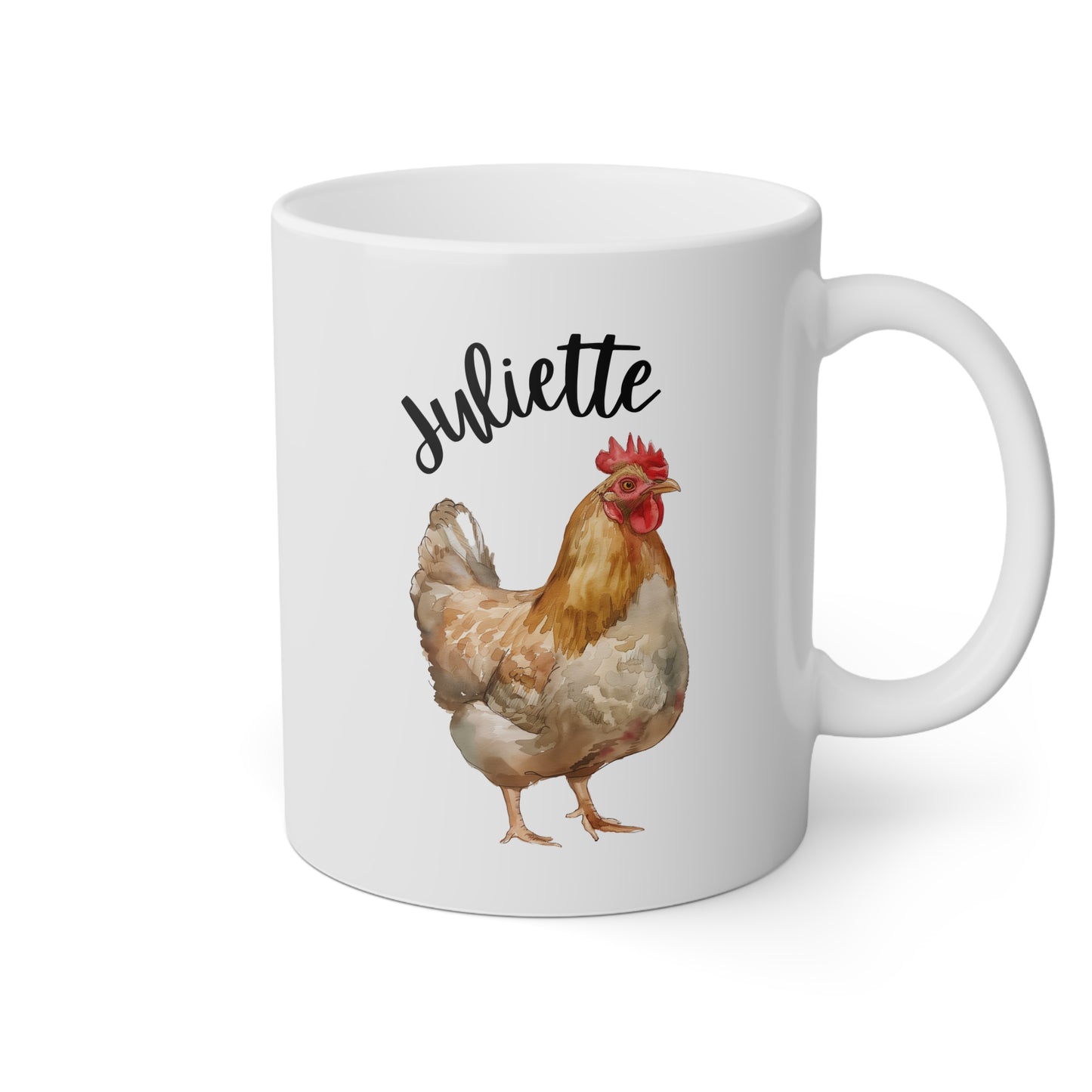 Personalized Chicken Name 11oz white funny large coffee mug gift for lady mom lover birthday custom name customize poultry bird waveywares wavey wares wavywares wavy wares