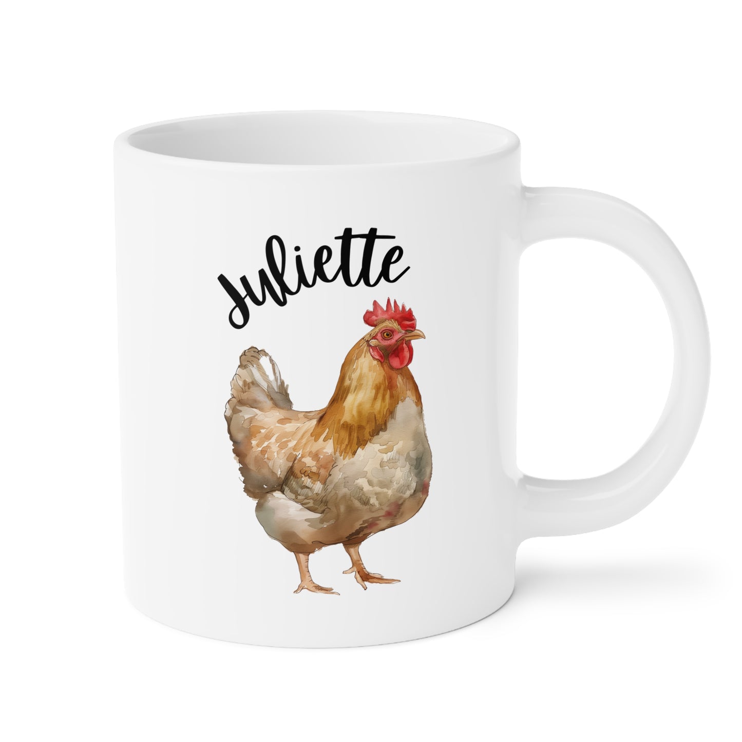 Personalized Chicken Name 20oz white funny large coffee mug gift for lady mom lover birthday custom name customize poultry bird waveywares wavey wares wavywares wavy wares