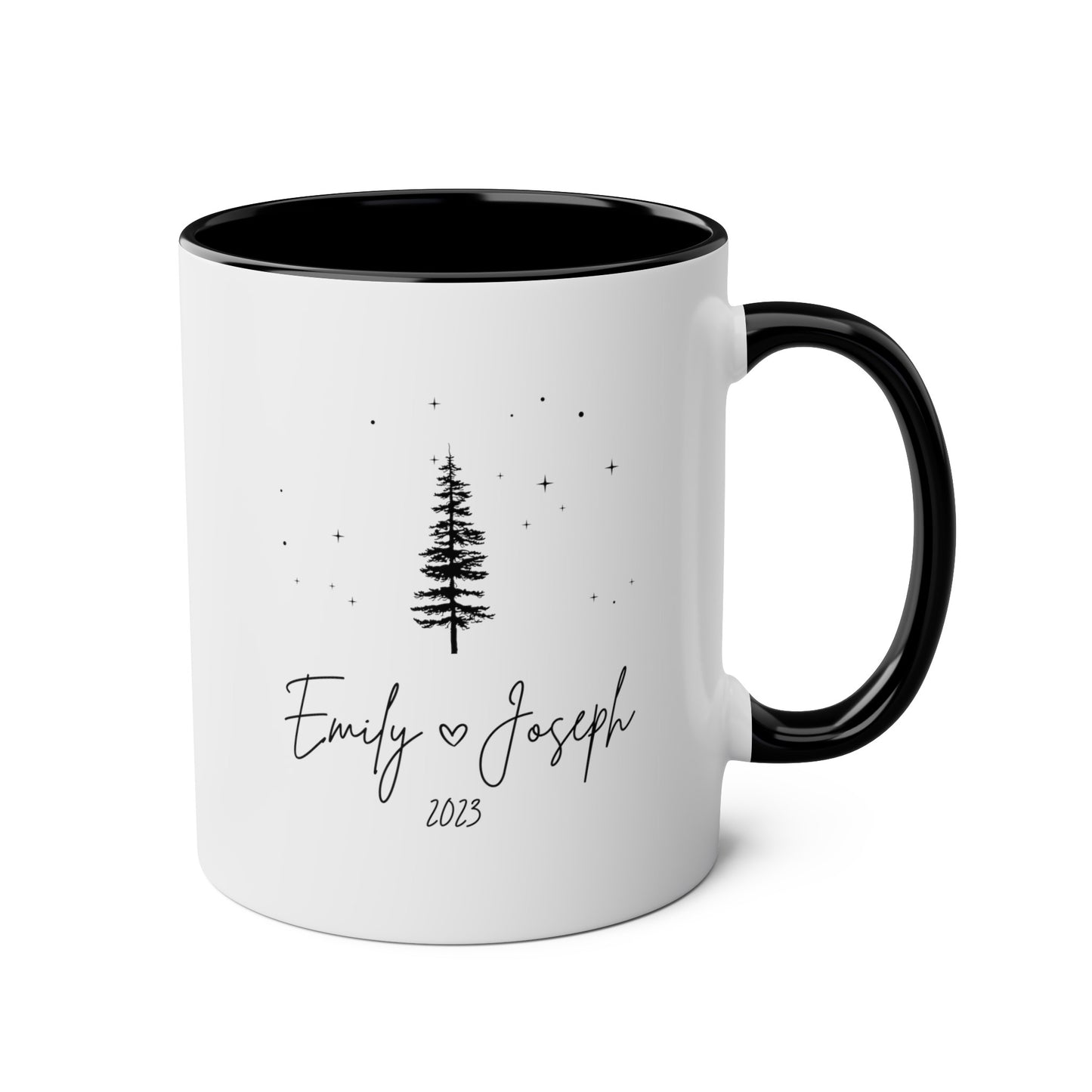 Personalized Couple Anniversary Christmas Name Year 11oz white with black accent funny large coffee mug gift for husband wife girlfriend boyfriend custom waveywares wavey wares wavywares wavy wares