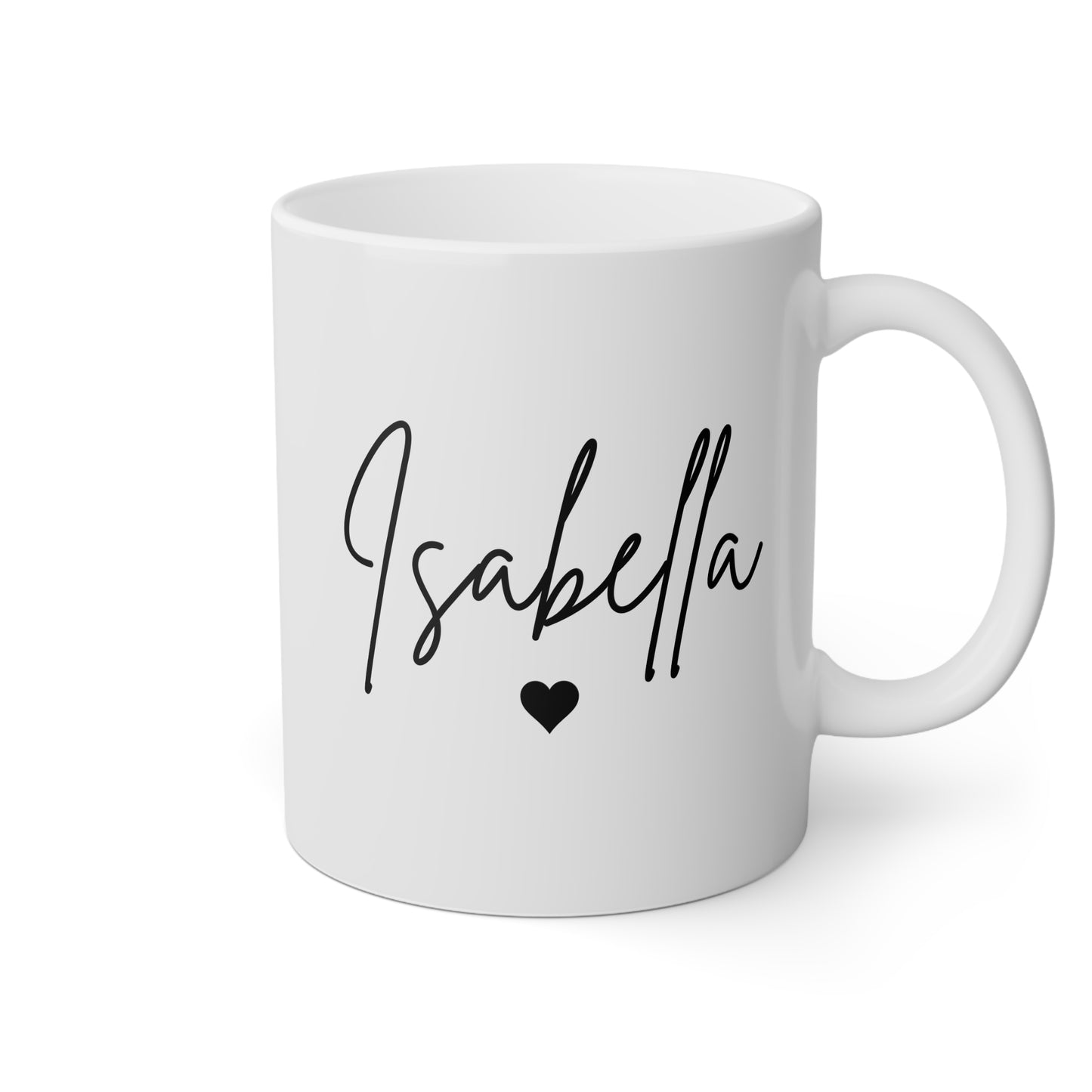 Personalized Name with a little Heart 11oz white funny large coffee mug gift for her custom customized mom grandma birthday Christmas occasion waveywares wavey wares wavywares wavy wares