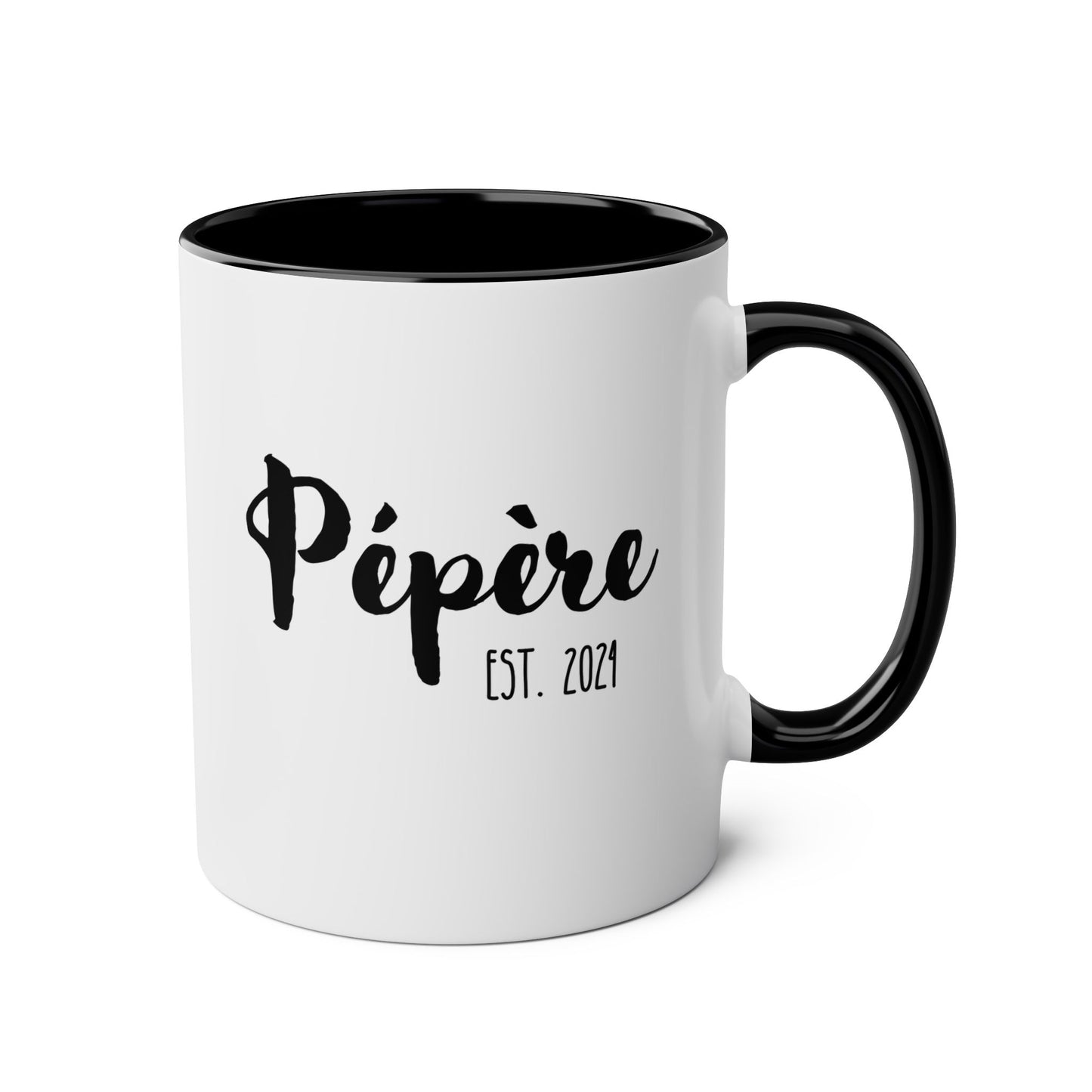 Personalized Pépère 11oz white with black accent funny large coffee mug gift for boyfriend valentines day him husband anniversary custom name customize birthday christmas waveywares wavey wares wavywares wavy wares
