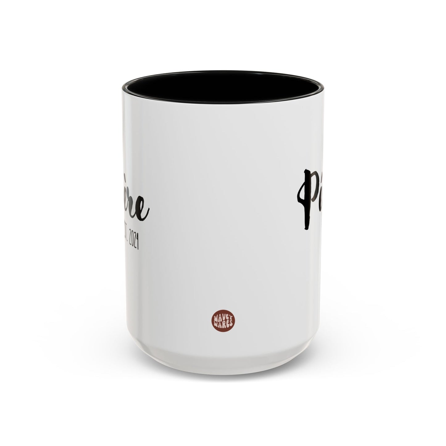 Personalized Pépère 15oz white with black accent funny large coffee mug gift for boyfriend valentines day him husband anniversary custom name customize birthday christmas waveywares wavey wares wavywares wavy wares side
