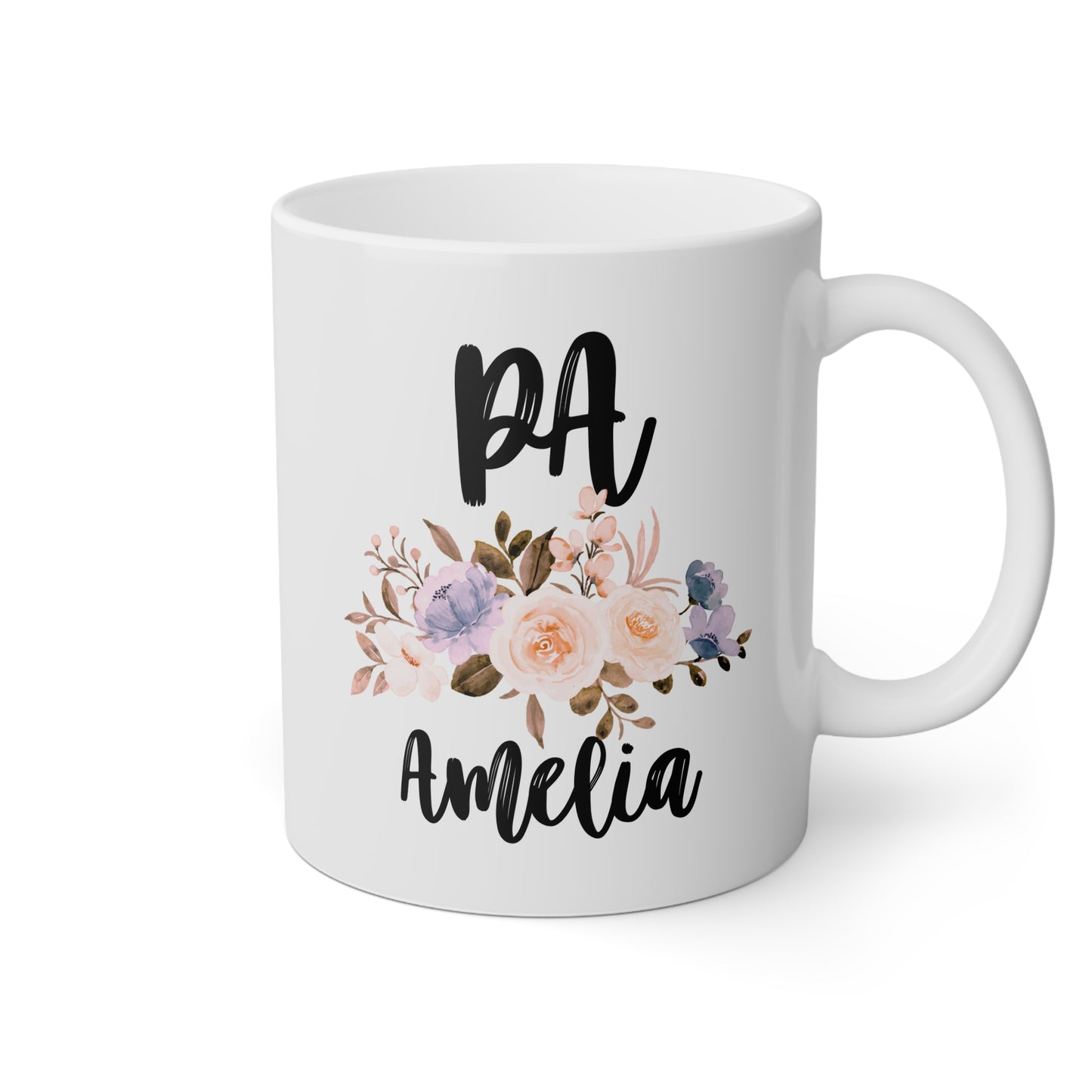 Personalized Physician Assistant 11oz white funny large coffee mug gift for PA custom name customize flower graduation student waveywares wavey wares wavywares wavy wares