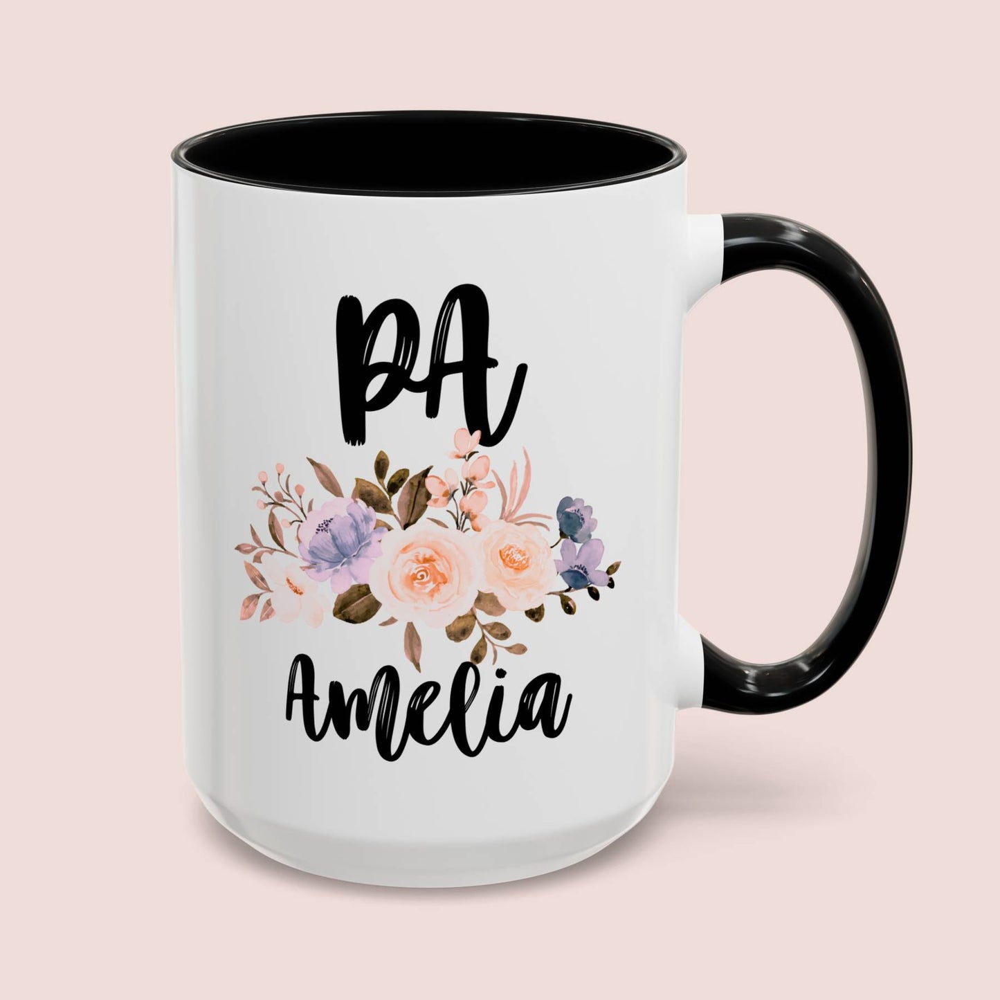 Personalized Physician Assistant 15oz white with black accent funny large coffee mug gift for PA custom name customize flower graduation student waveywares wavey wares wavywares wavy wares cover
