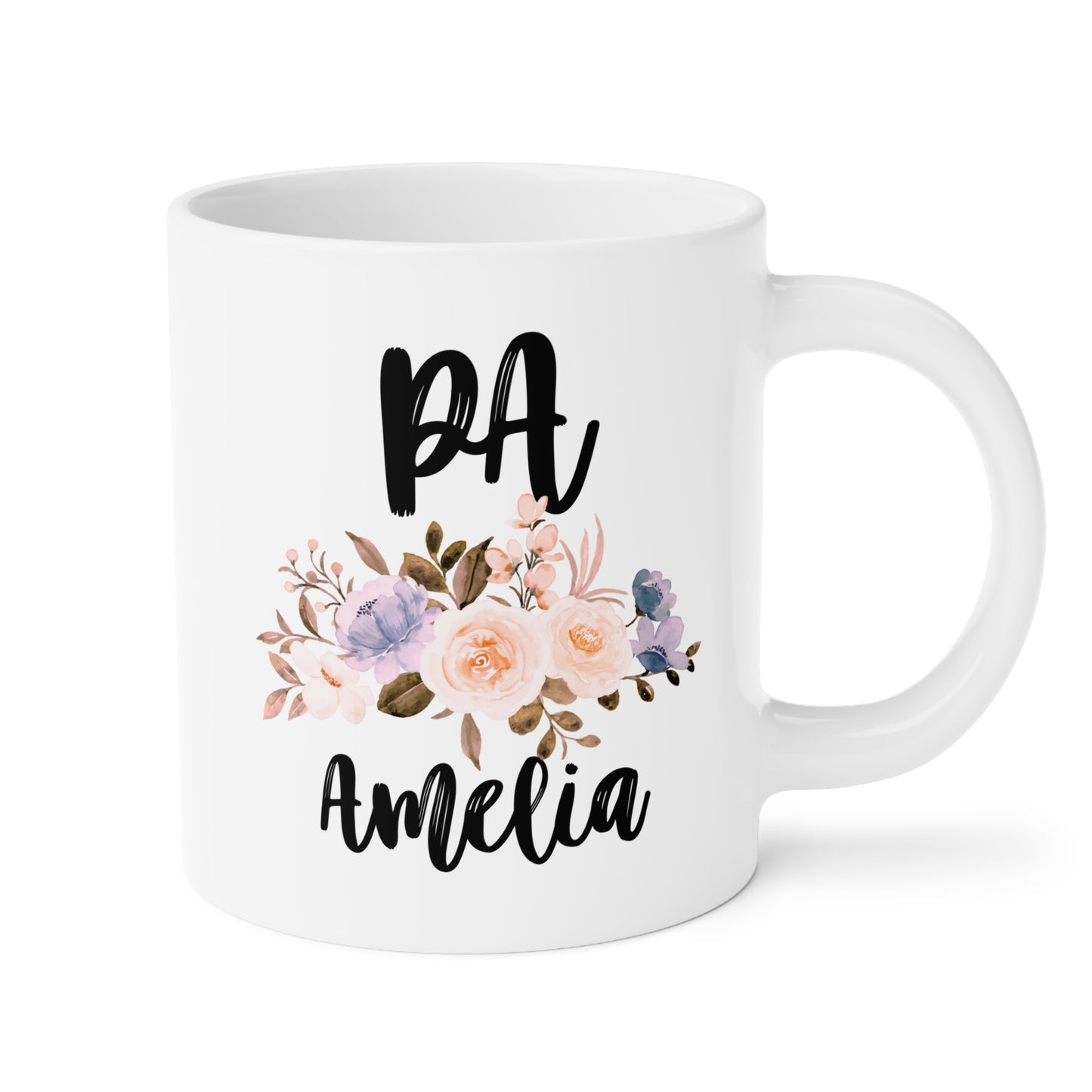 Personalized Physician Assistant 20oz white funny large coffee mug gift for PA custom name customize flower graduation student waveywares wavey wares wavywares wavy wares