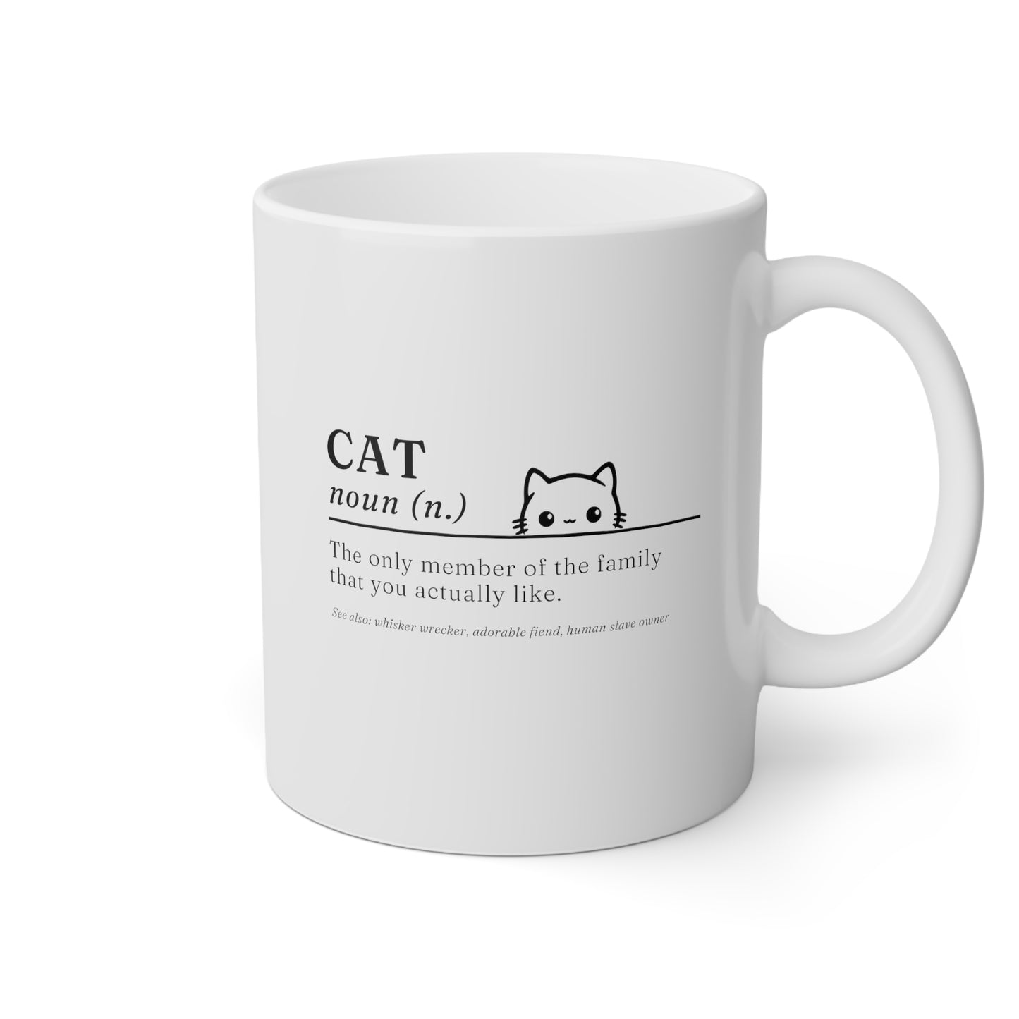 Pet Cat Definition 11oz white funny large coffee mug gift for cat lover feline her him housewarming meaning friend birthday waveywares wavey wares wavywares wavy wares