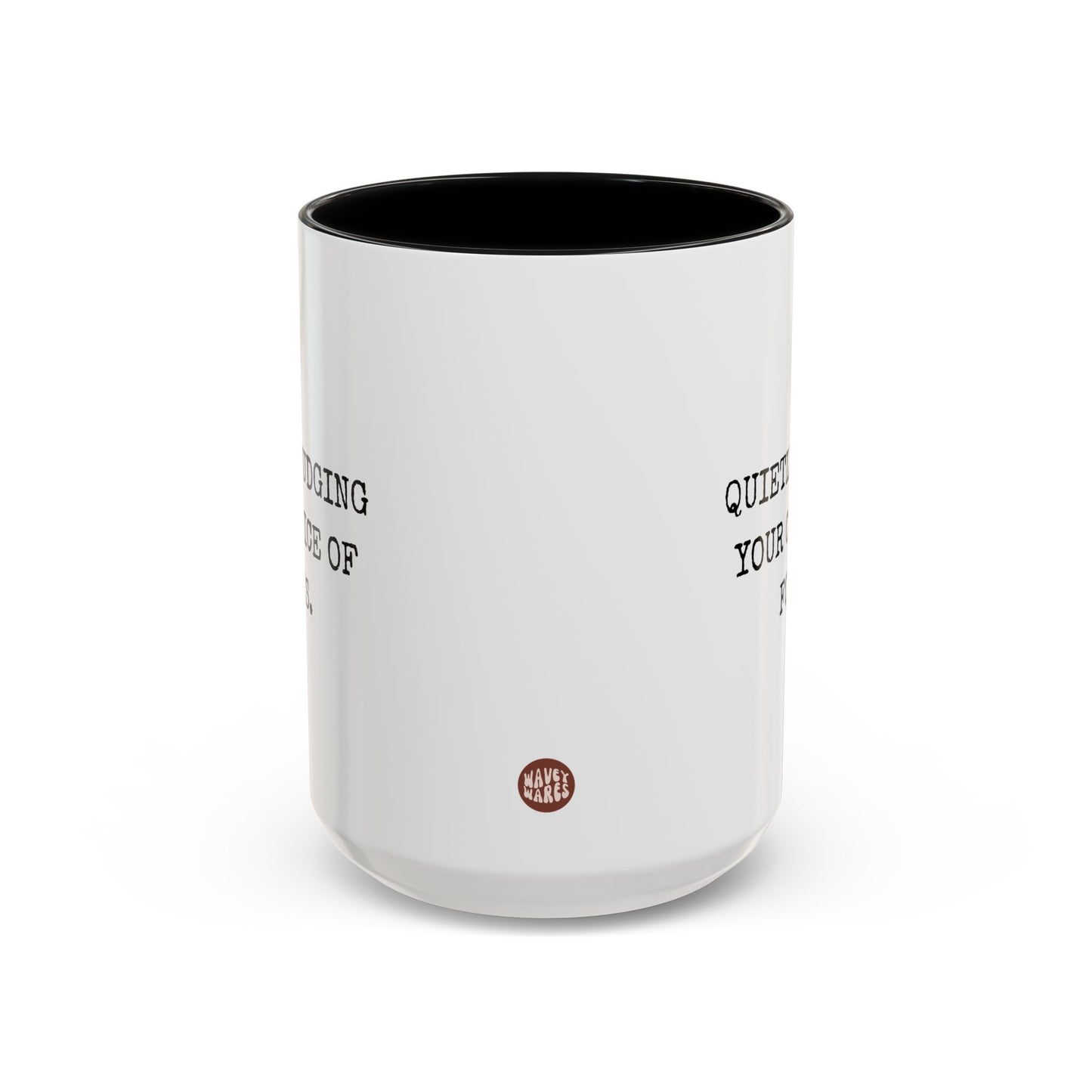 Quietly Judging Your Choice Of Fonts 15oz white with black accent funny large coffee mug gift for Graphic Designer design artist humor birthday Christmas occasion waveywares wavey wares wavywares wavy wares side
