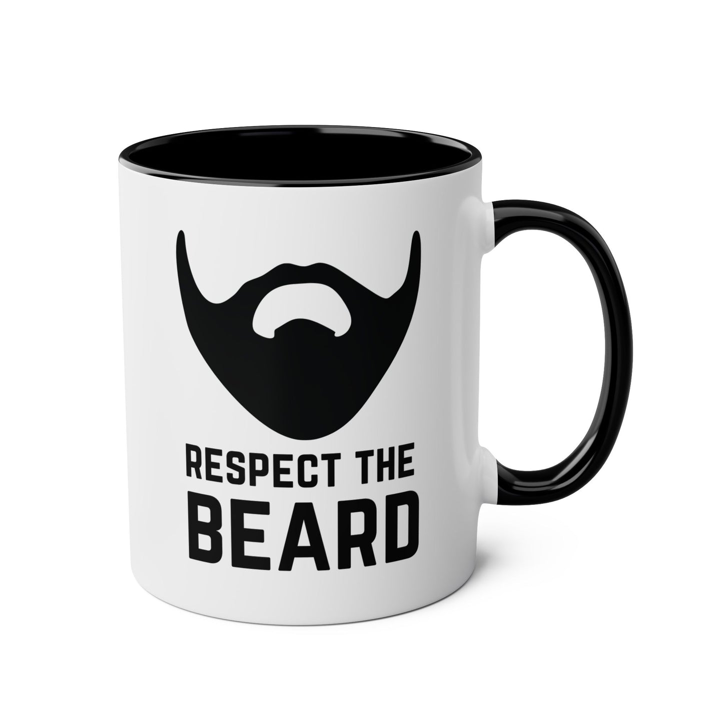 Respect The Beard 11oz white with black accent funny large coffee mug gift for father's day mustache him husband father waveywares wavey wares wavywares wavy wares