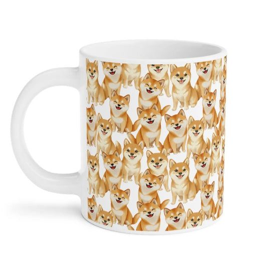Cute Shiba Inu Watercolor Pattern 20oz white funny large coffee mug gift for shibe doge Dog Owner Lover Mom Dad Puppy pet birthday secret santa Christmas waveywares wavey wares wavywares wavy wares
