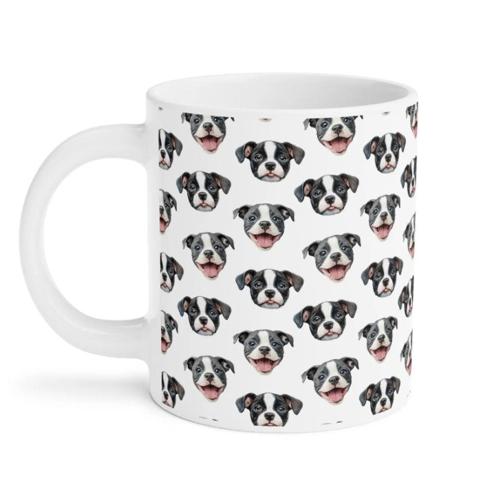 Cute Staffy Watercolor Pattern 20oz white funny large coffee mug gift for Staffordshire Bull Terrier Dog Owner Lover Mom Dad Puppy pet birthday secret santa Christmas waveywares wavey wares wavywares wavy wares