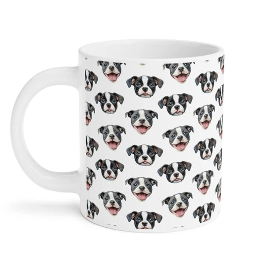 Cute Staffy Watercolor Pattern 20oz white funny large coffee mug gift for Staffordshire Bull Terrier Dog Owner Lover Mom Dad Puppy pet birthday secret santa Christmas waveywares wavey wares wavywares wavy wares
