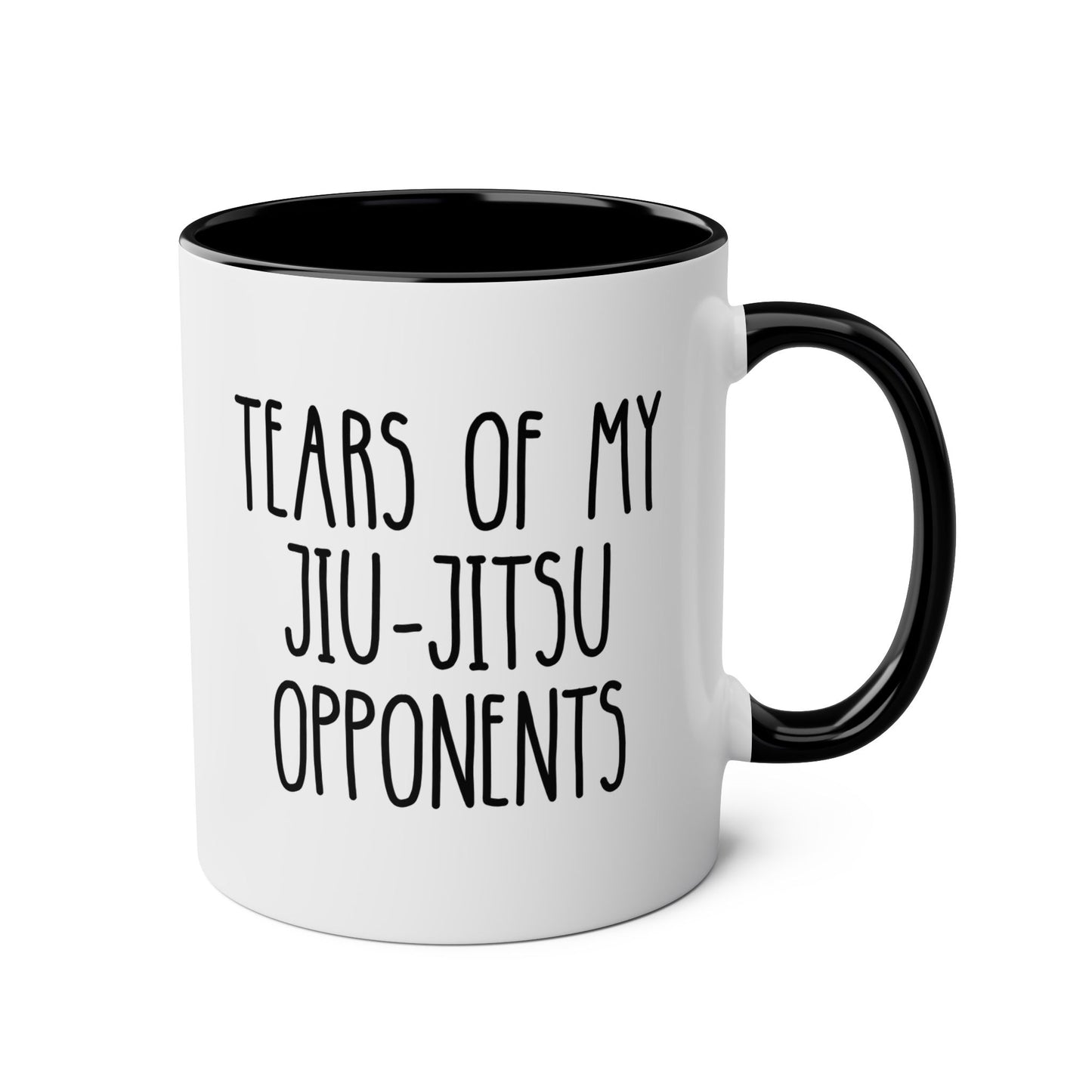 Tears Of My Jiu-Jitsu Opponents 11oz white with black accent funny large coffee mug gift for jujutsu mom mama martial arts BJJ athlete birthday Christmas occasion waveywares wavey wares wavywares wavy wares