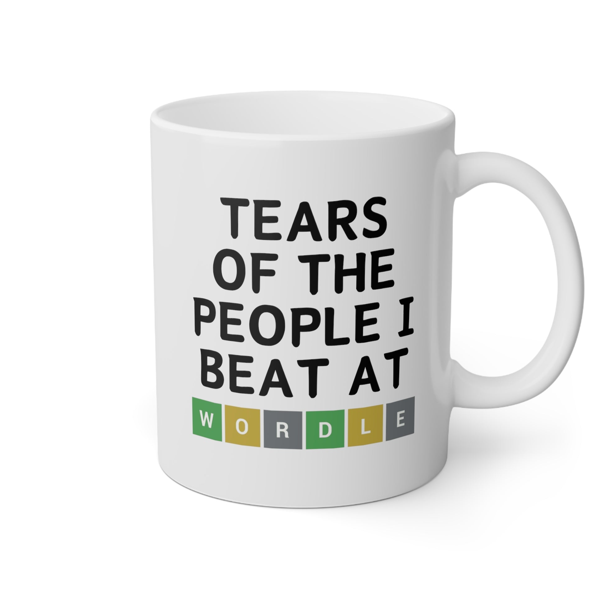 Tears Of The People I Beat At Wordle 11oz white funny large coffee mug gift for him her game player board games friend birthday waveywares wavey wares wavywares wavy wares