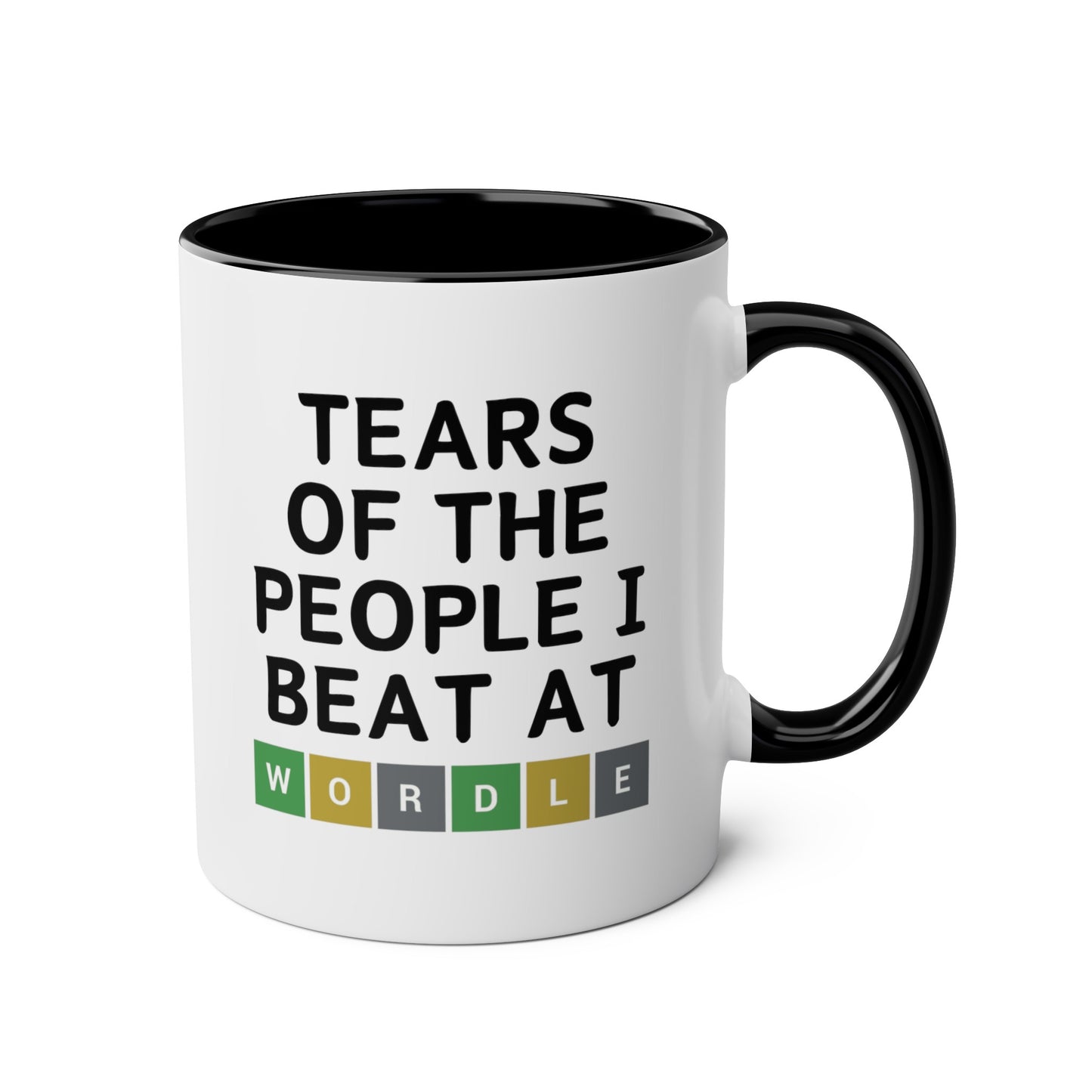 Tears Of The People I Beat At Wordle 11oz white with black accent funny large coffee mug gift for him her game player board games friend birthday waveywares wavey wares wavywares wavy wares