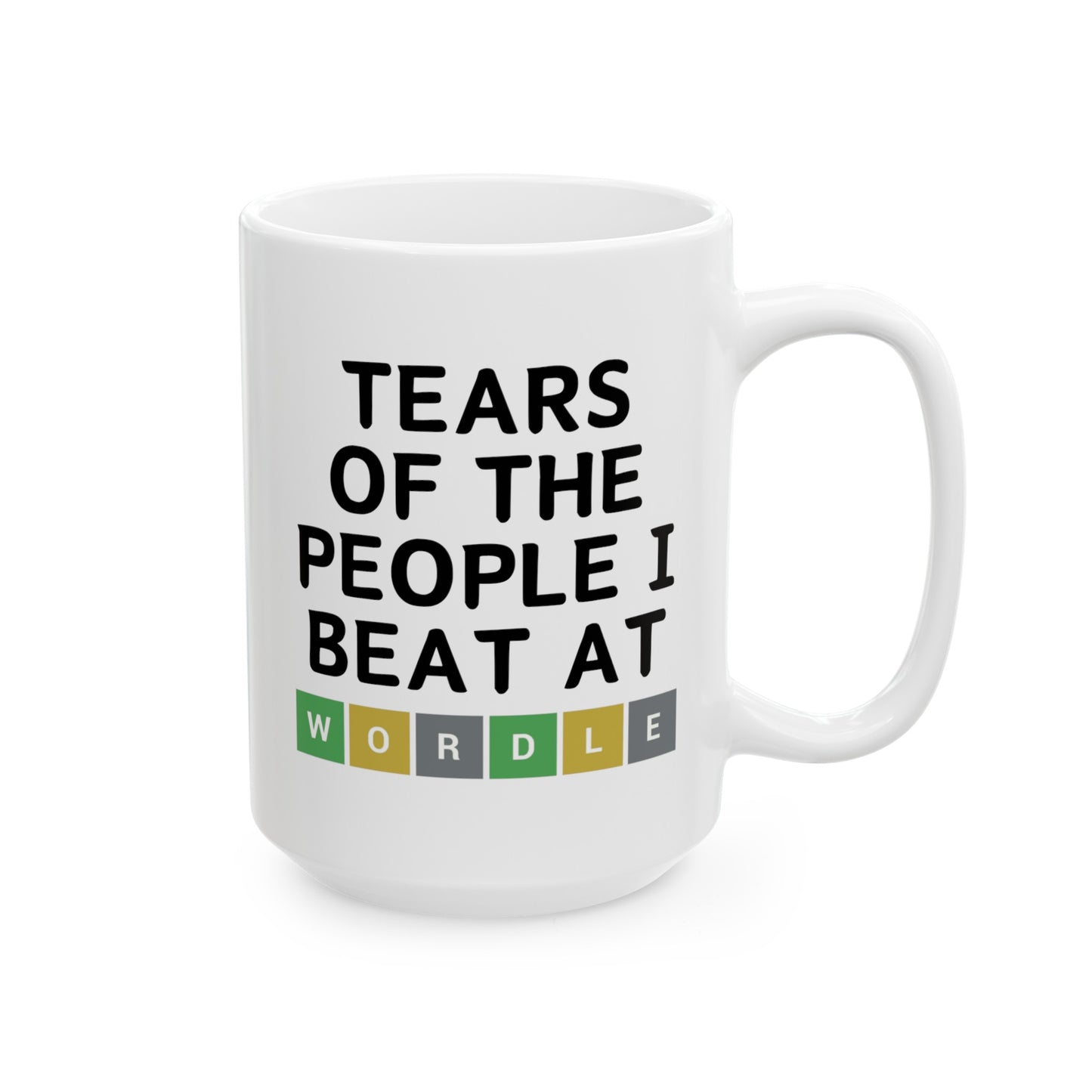 Tears Of The People I Beat At Wordle 15oz white funny large coffee mug gift for him her game player board games friend birthday waveywares wavey wares wavywares wavy wares