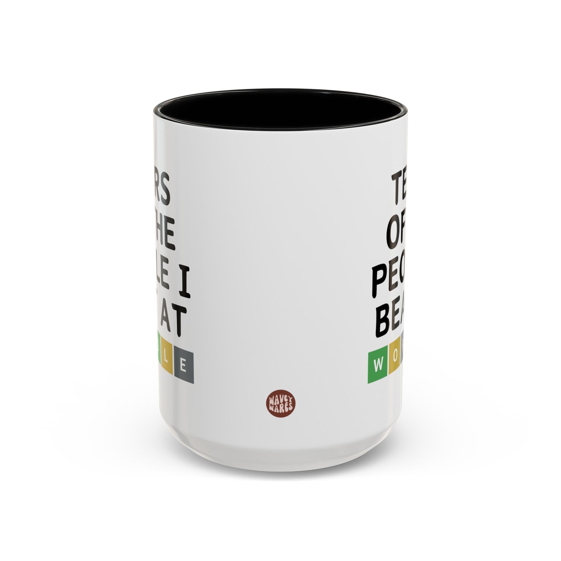 Tears Of The People I Beat At Wordle 15oz white with black accent funny large coffee mug gift for him her game player board games friend birthday waveywares wavey wares wavywares wavy wares side