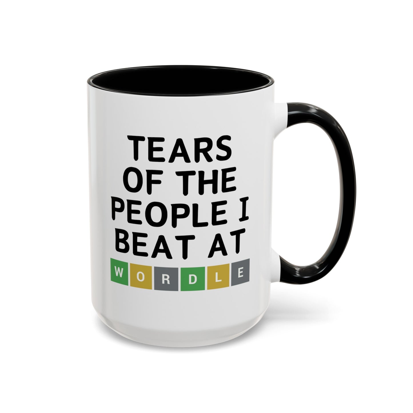 Tears Of The People I Beat At Wordle 15oz white with black accent funny large coffee mug gift for him her game player board games friend birthday waveywares wavey wares wavywares wavy wares
