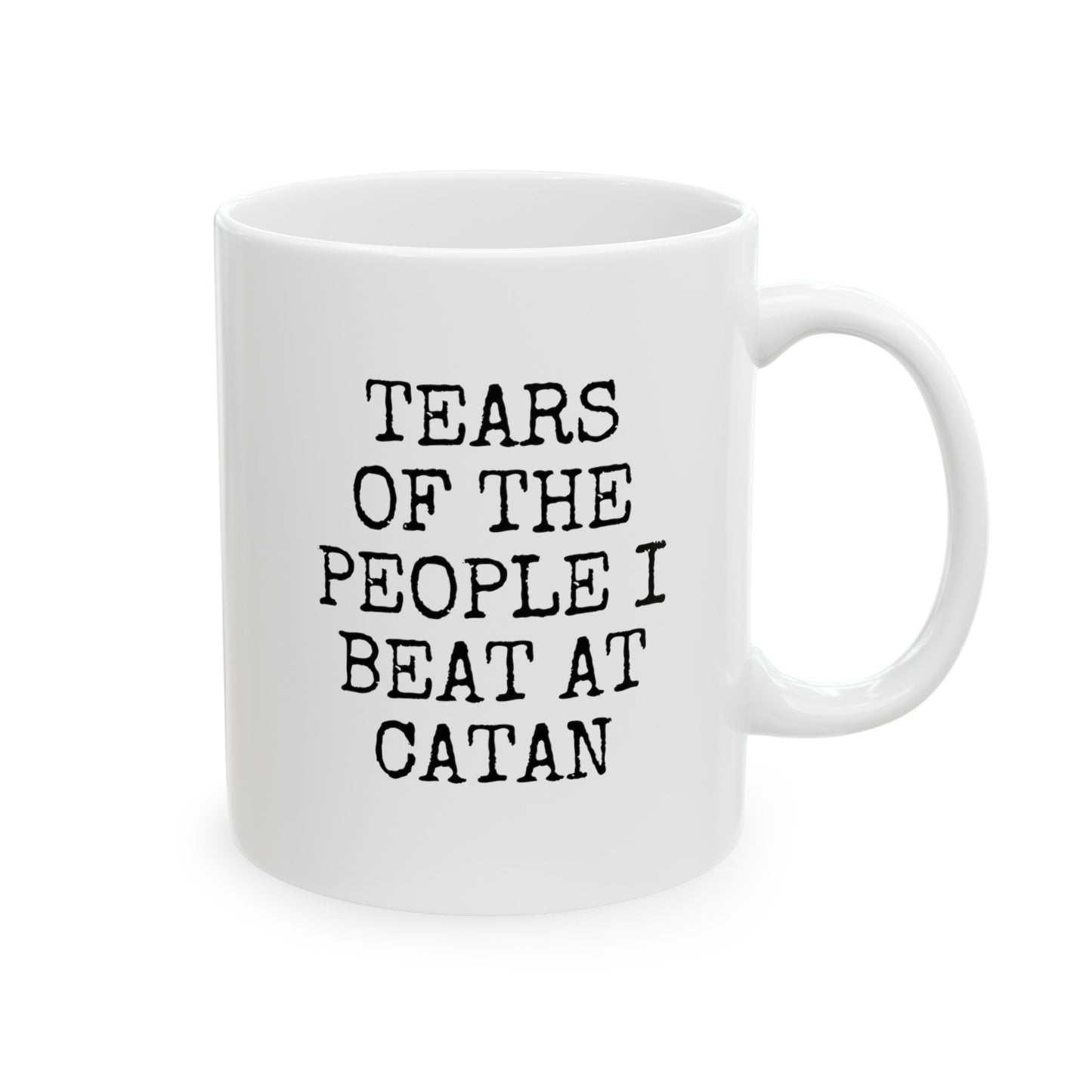 Tears Of The People I Beat At Catan 11oz white funny large coffee mug gift for friends board games player him her settlers waveywares wavey wares wavywares wavy wares