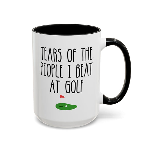 Tears Of The People I Beat At Golf 15oz white with black accent funny large coffee mug gift for father's day golfer sports novelty golfing fan lover birthday Christmas occasion waveywares wavey wares wavywares wavy wares cover
