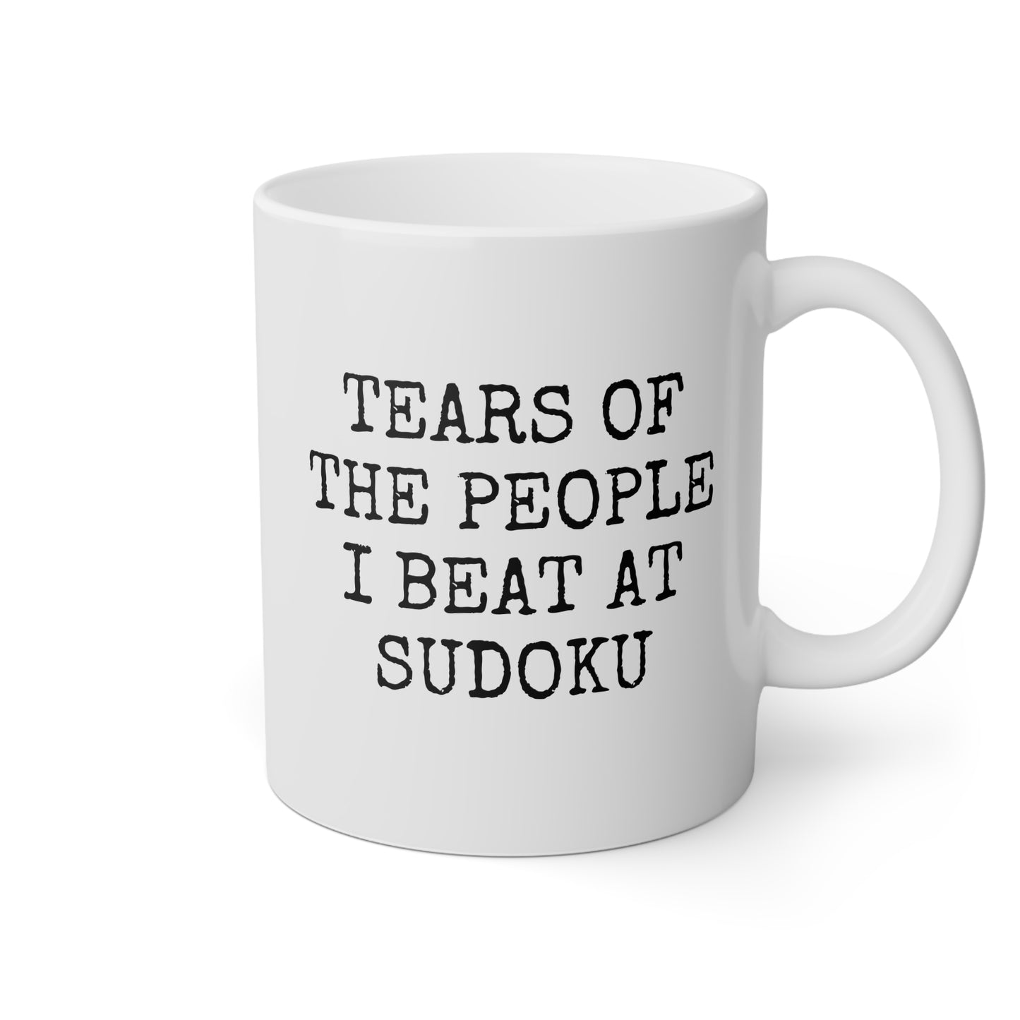 Tears of the People I Beat at Sudoku 11oz white funny large coffee mug gift for puzzle game enthusiast lover gamers unique birthday Christmas occasion waveywares wavey wares wavywares wavy wares