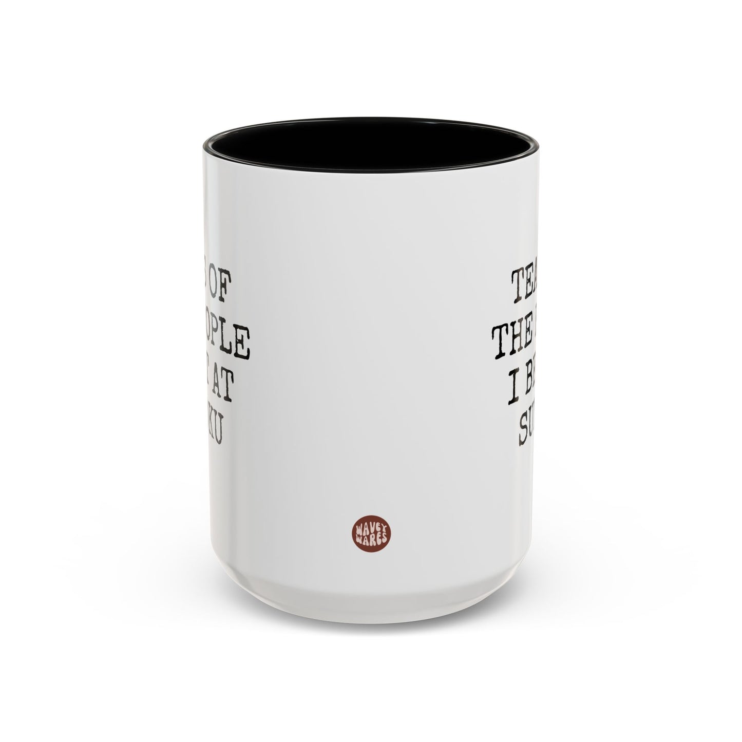 Tears of the People I Beat at Sudoku 15oz white with black accent funny large coffee mug gift for puzzle game enthusiast lover gamers unique birthday Christmas occasion waveywares wavey wares wavywares wavy wares side