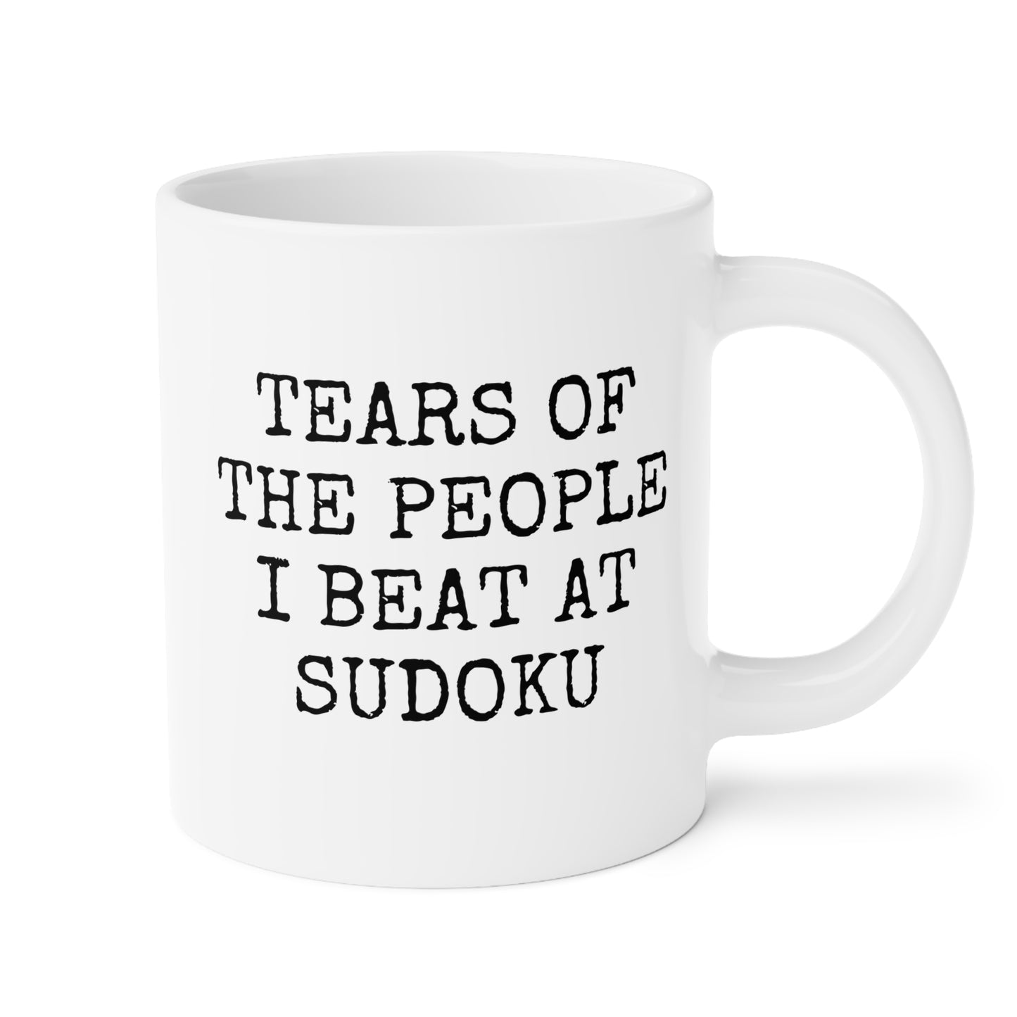 Tears of the People I Beat at Sudoku 20oz white funny large coffee mug gift for puzzle game enthusiast lover gamers unique birthday Christmas occasion waveywares wavey wares wavywares wavy wares