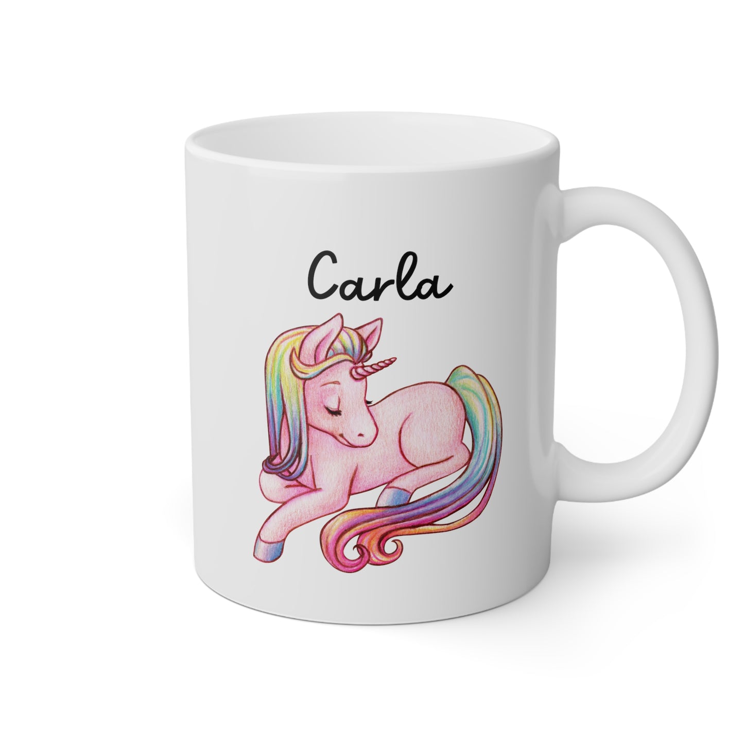 Unicorn Name 11oz white funny large coffee mug gift for kids children horse pony girls animal create your own custom customized personalized waveywares wavey wares wavywares wavy wares