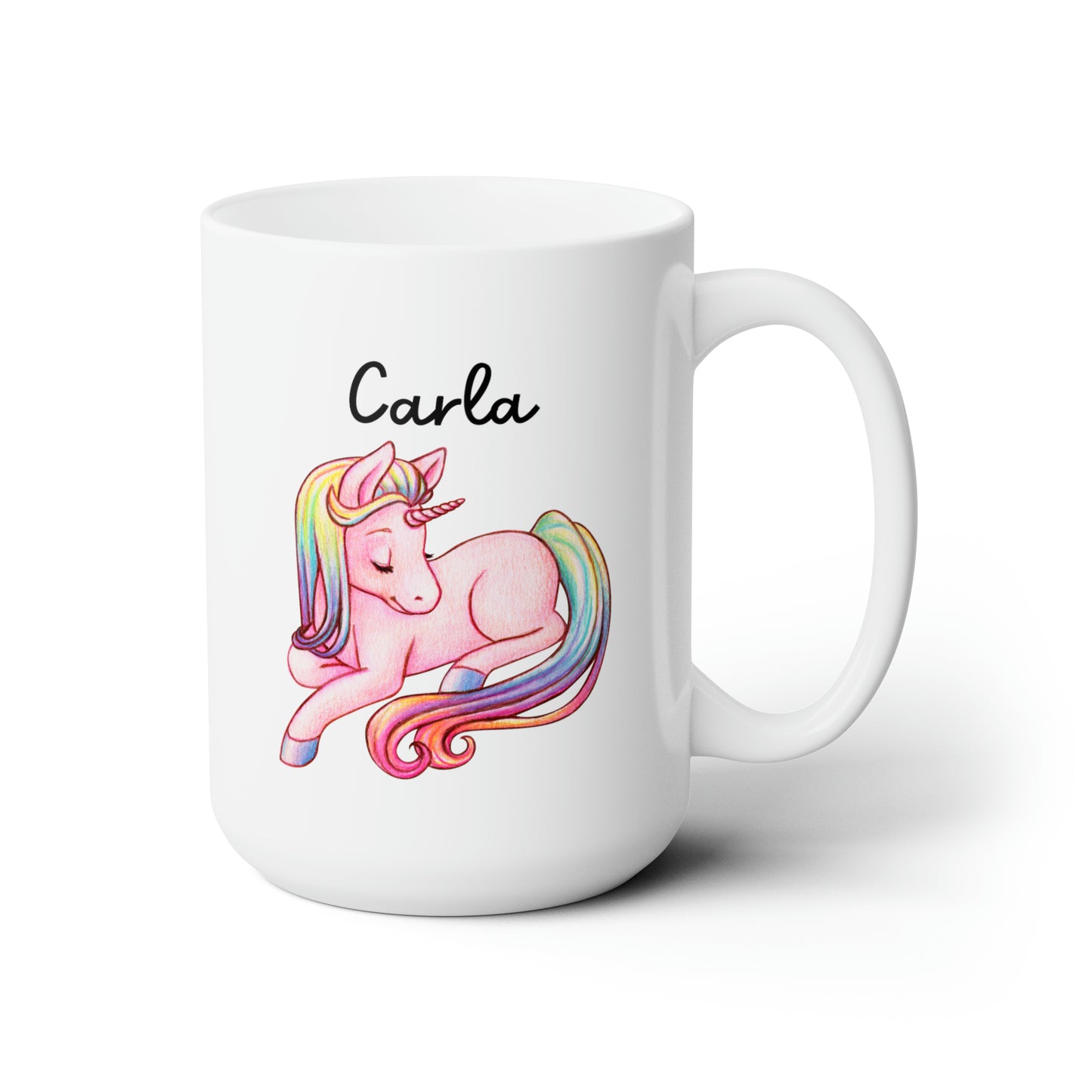 Unicorn Name 15oz white funny large coffee mug gift for kids children horse pony girls animal create your own custom customized personalized waveywares wavey wares wavywares wavy wares