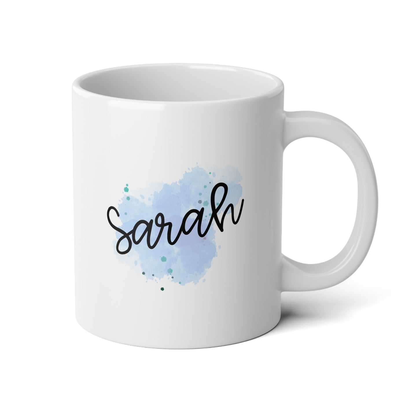 Watercolor Name 20oz white funny large coffee mug gift for coworker friend blue personalize name customize waveywares wavey wares wavywares wavy wares