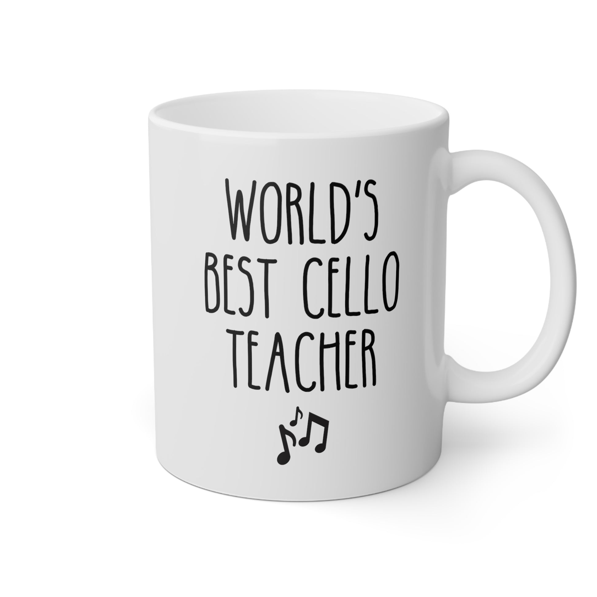 World's Best Cello Teacher 11oz white funny large coffee mug gift for music strings instrument orchestra mentor waveywares wavey wares wavywares wavy wares
