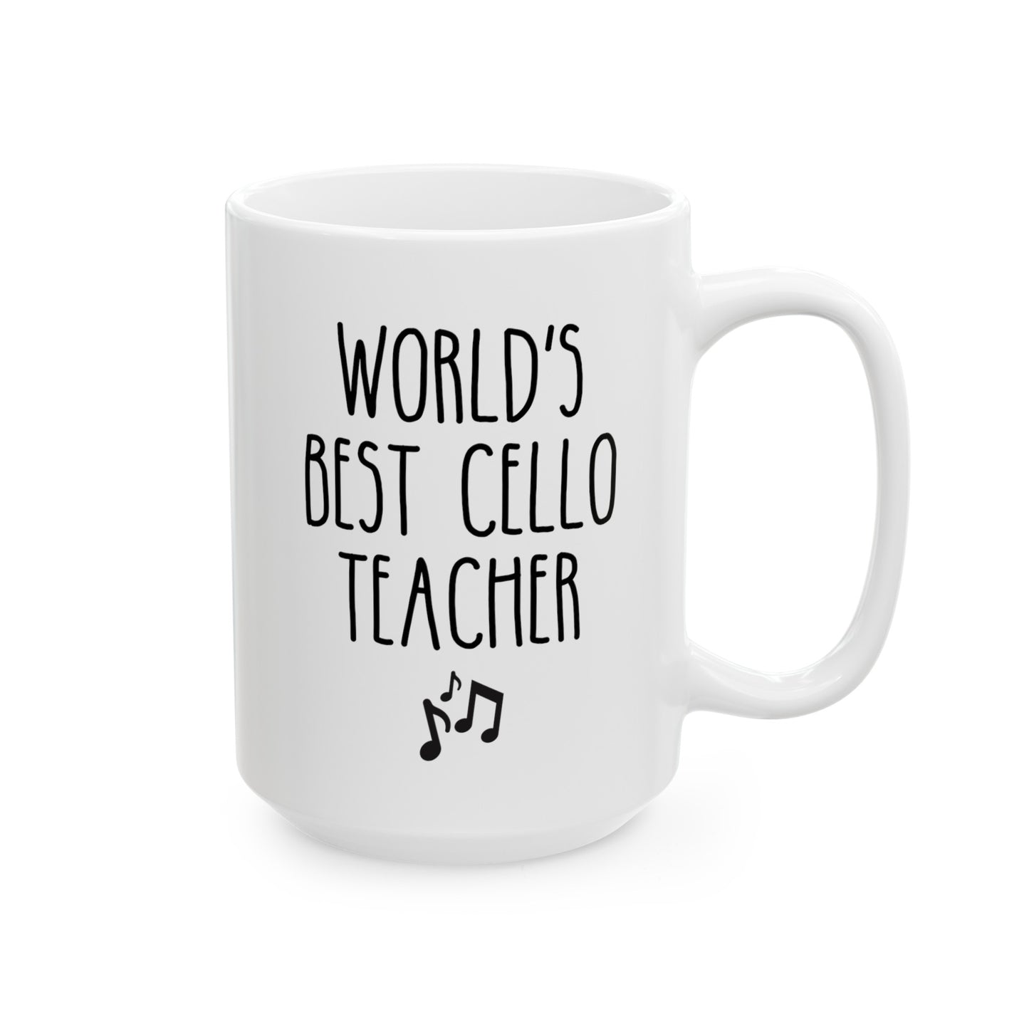 World's Best Cello Teacher 15oz white funny large coffee mug gift for music strings instrument orchestra mentor waveywares wavey wares wavywares wavy wares