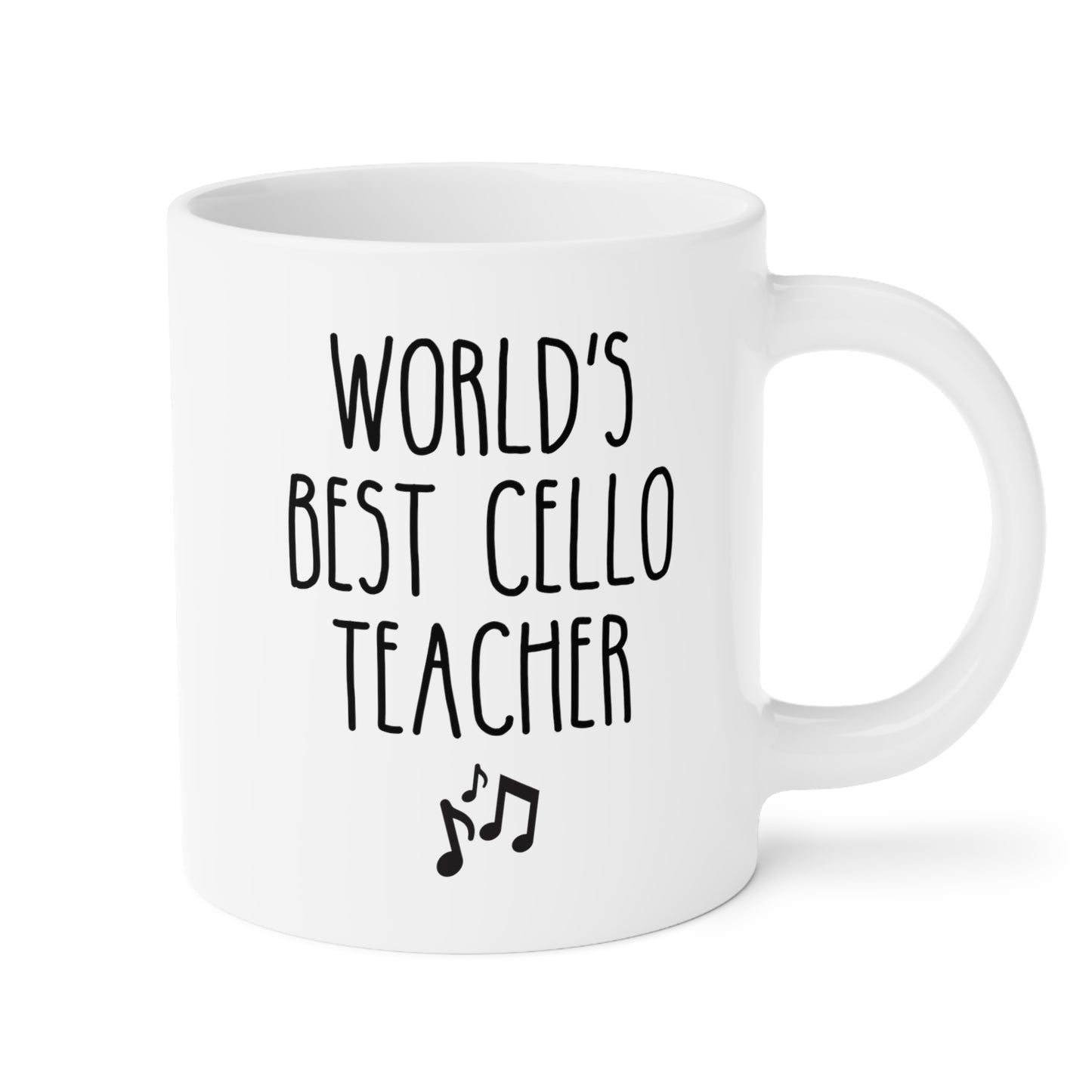 World's Best Cello Teacher 20oz white funny large coffee mug gift for music strings instrument orchestra mentor waveywares wavey wares wavywares wavy wares