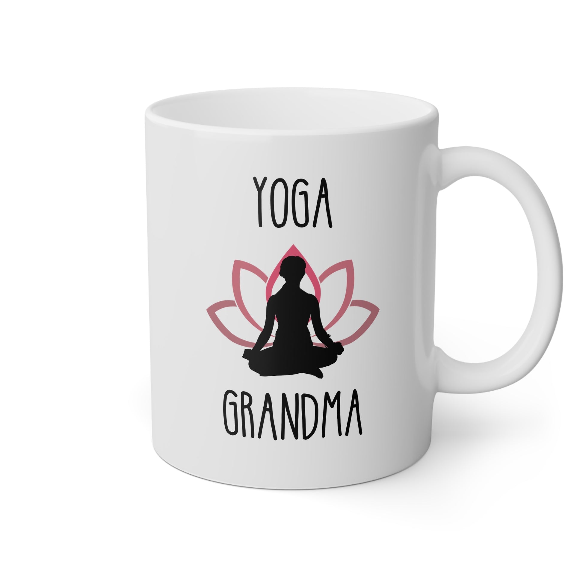 Yoga Grandma 11oz white funny large coffee mug gift for grandma with saying mother's day lover happiness birthday Christmas occasion waveywares wavey wares wavywares wavy wares