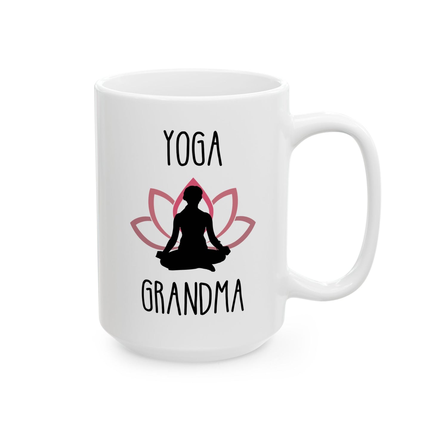 Yoga Grandma 15oz white funny large coffee mug gift for grandma with saying mother's day lover happiness birthday Christmas occasion waveywares wavey wares wavywares wavy wares
