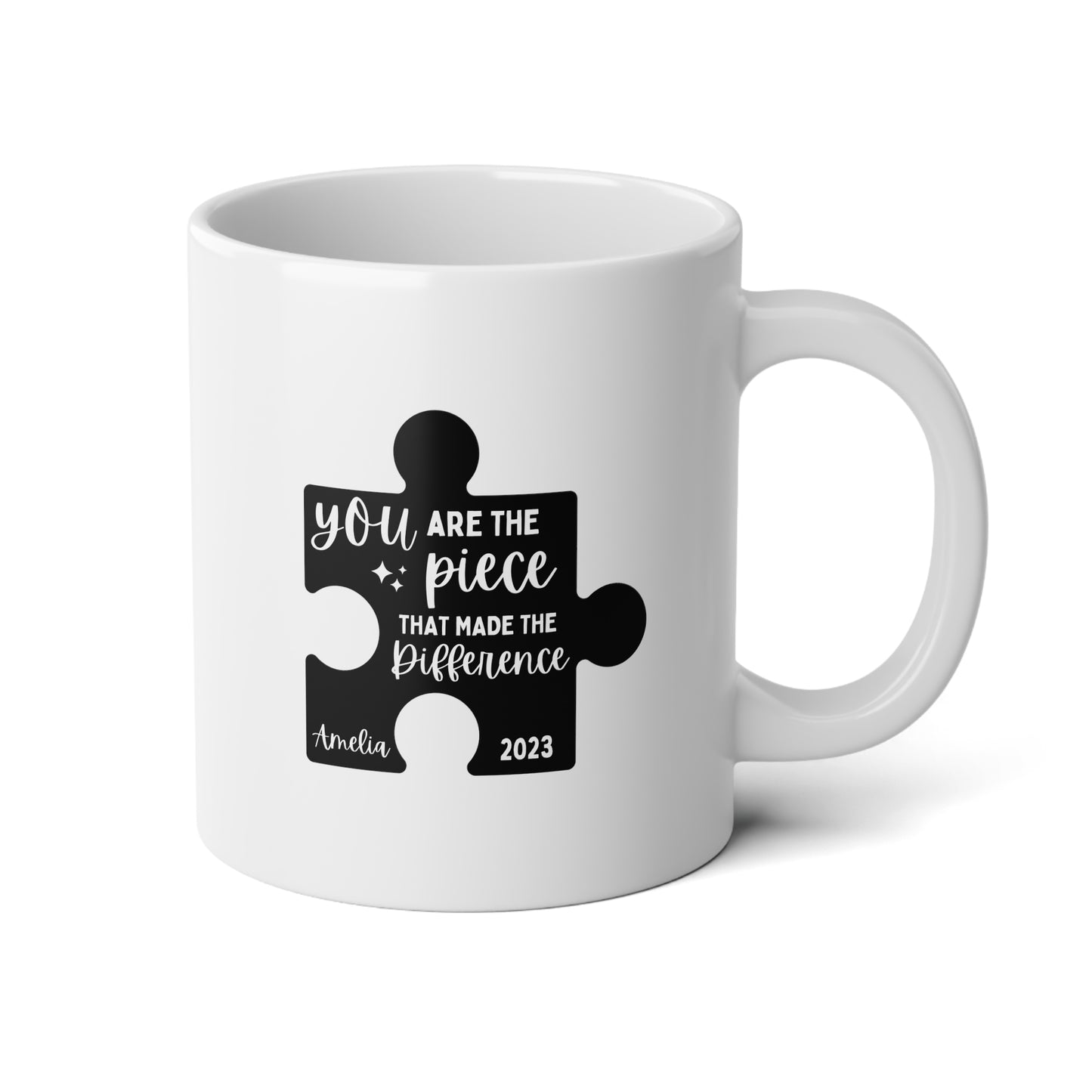 You Are The Piece That Made The Difference 20oz white funny large coffee mug gift for coworker colleague leaving farewell retirement boss goodbye custom name date puzzle wavey wares wavywares wavy wares
