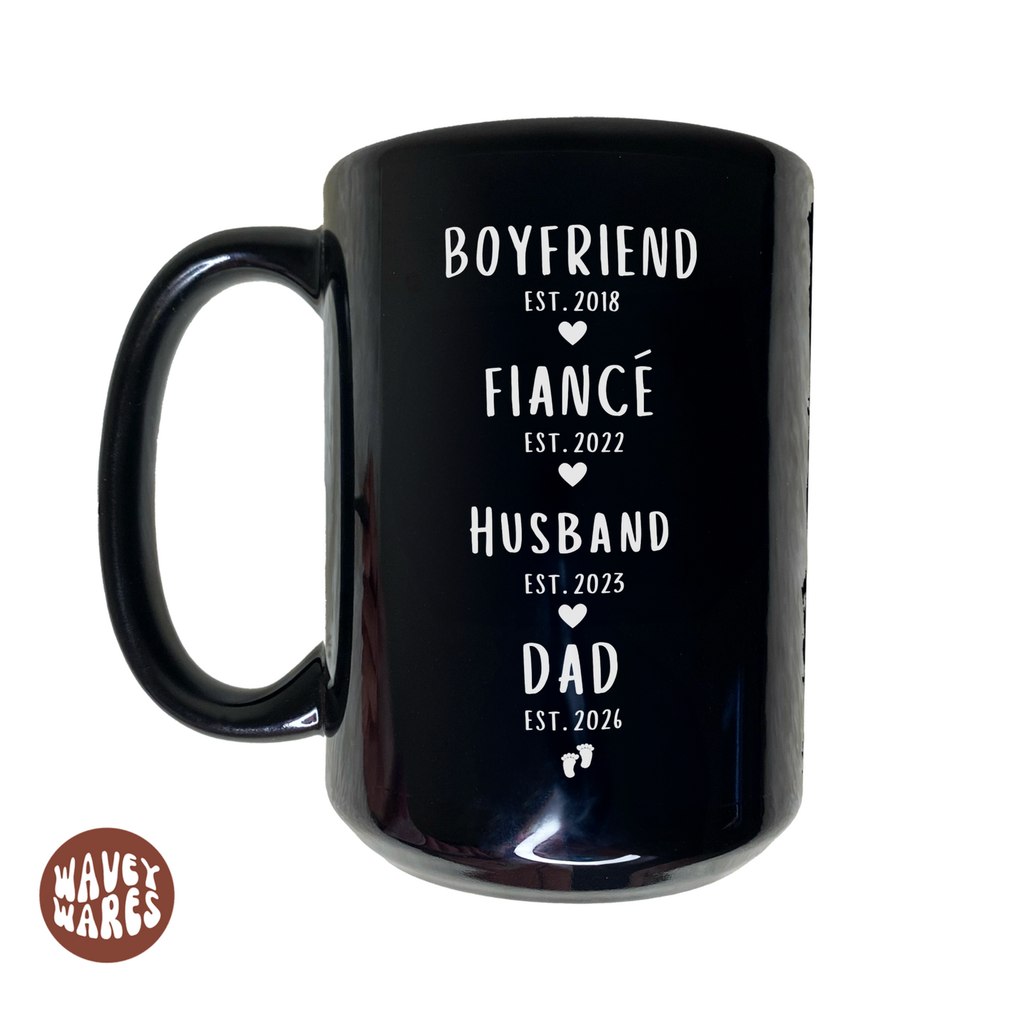 Personalized Boyfriend Fiance Husband Dad New Father Black Mug