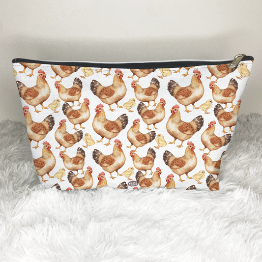 Cute Chickens Zip Makeup Bag