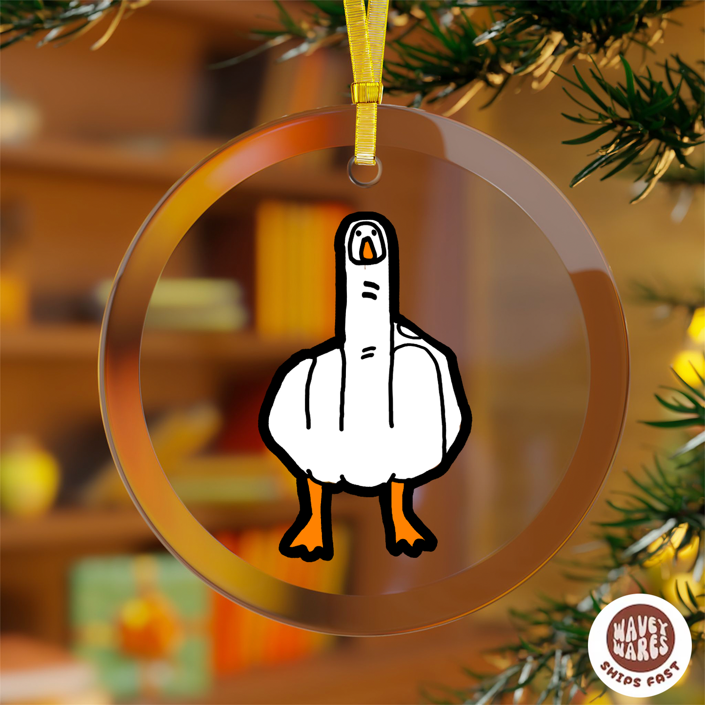 Duck Middle Finger Funny Ornament