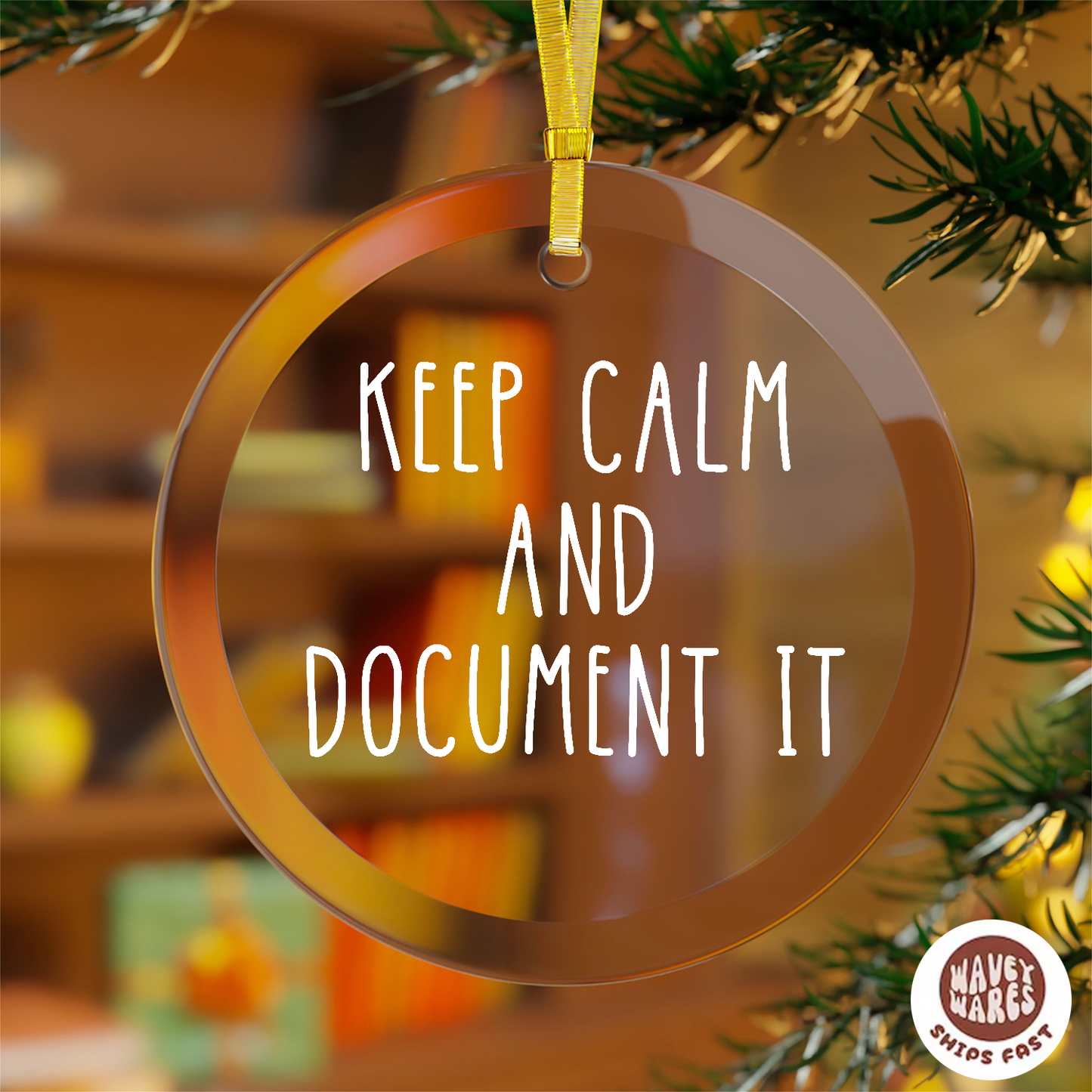 Keep Calm And Document It Funny HR Ornament
