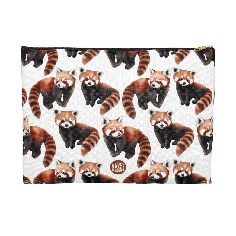 Cute Red Pandas Pattern flat white Toiletry zip bag gift for raccoon lover fan wild animal him her aesthetic cosmetic travel drugs storage case accessory pouch makeup pencil waveywares wavey wares wavywares wavy wares